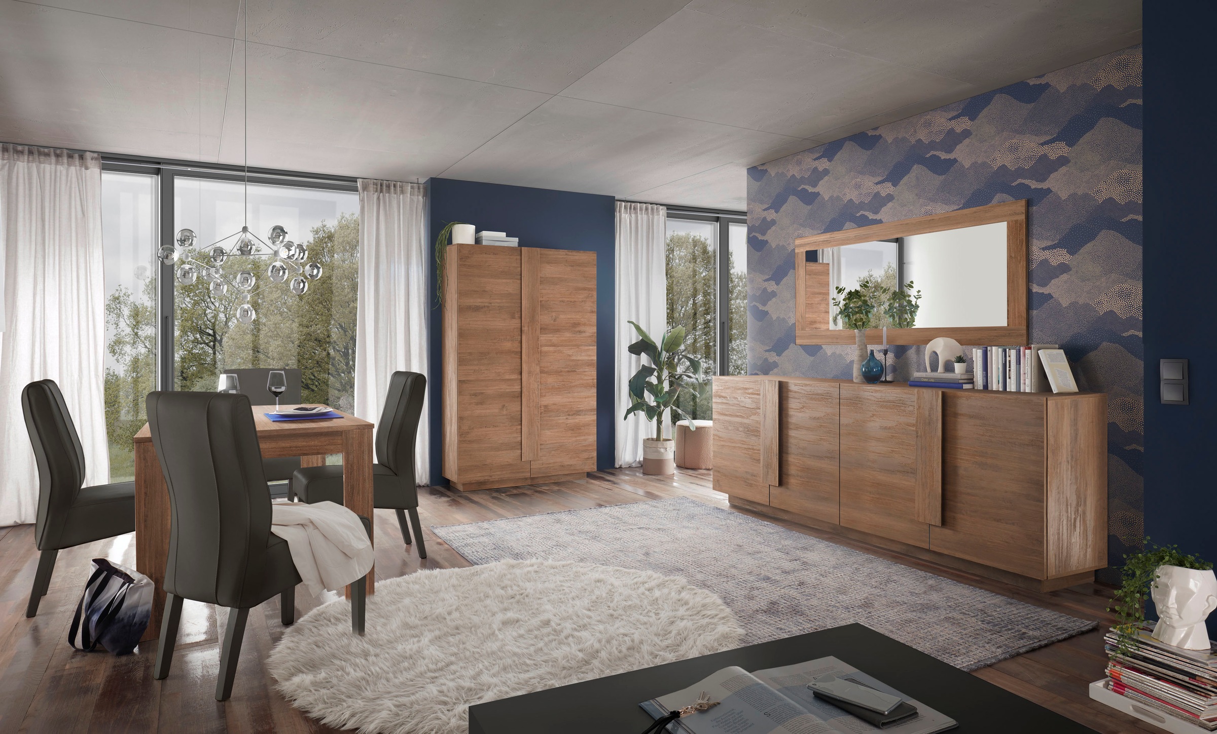 INOSIGN Mehrzweckschrank »Jupiter, Höhe 193 cm, Stauraumschrank 2 Türen - Soft Closing,«, Highboard, moderne Griffblende, FSC®, cleveres Stauraumkonzept