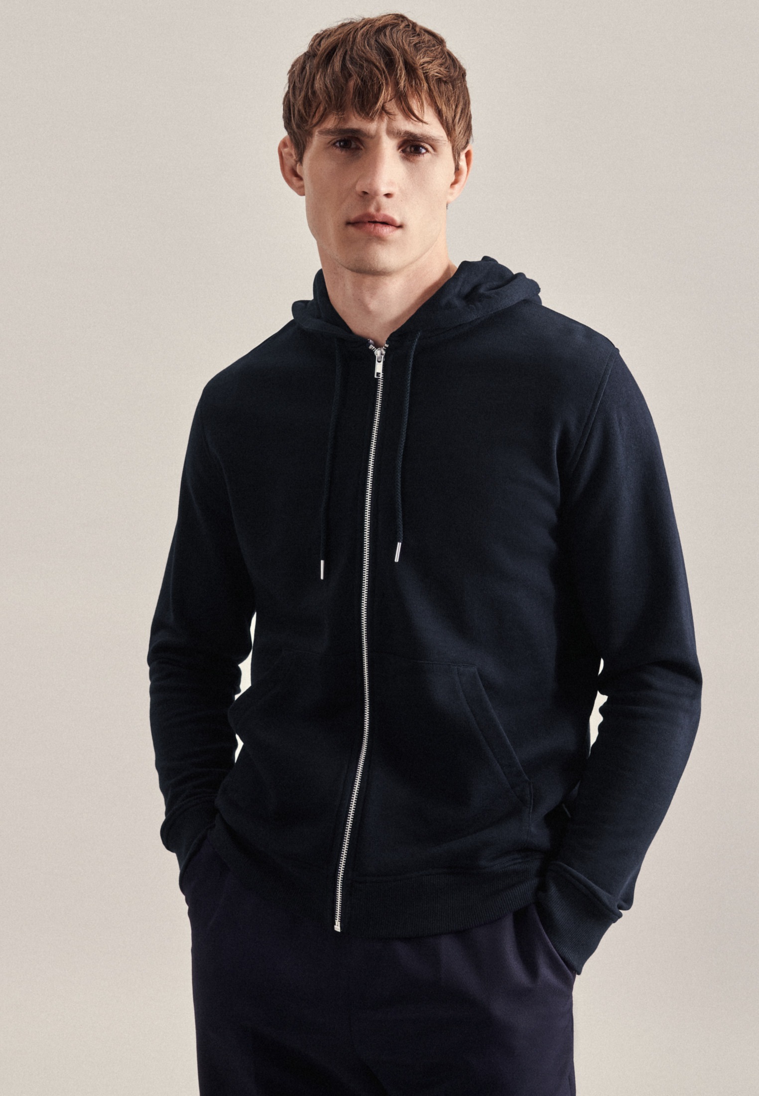 seidensticker Sweatjacke »Regular« Langarm Kapuze Uni