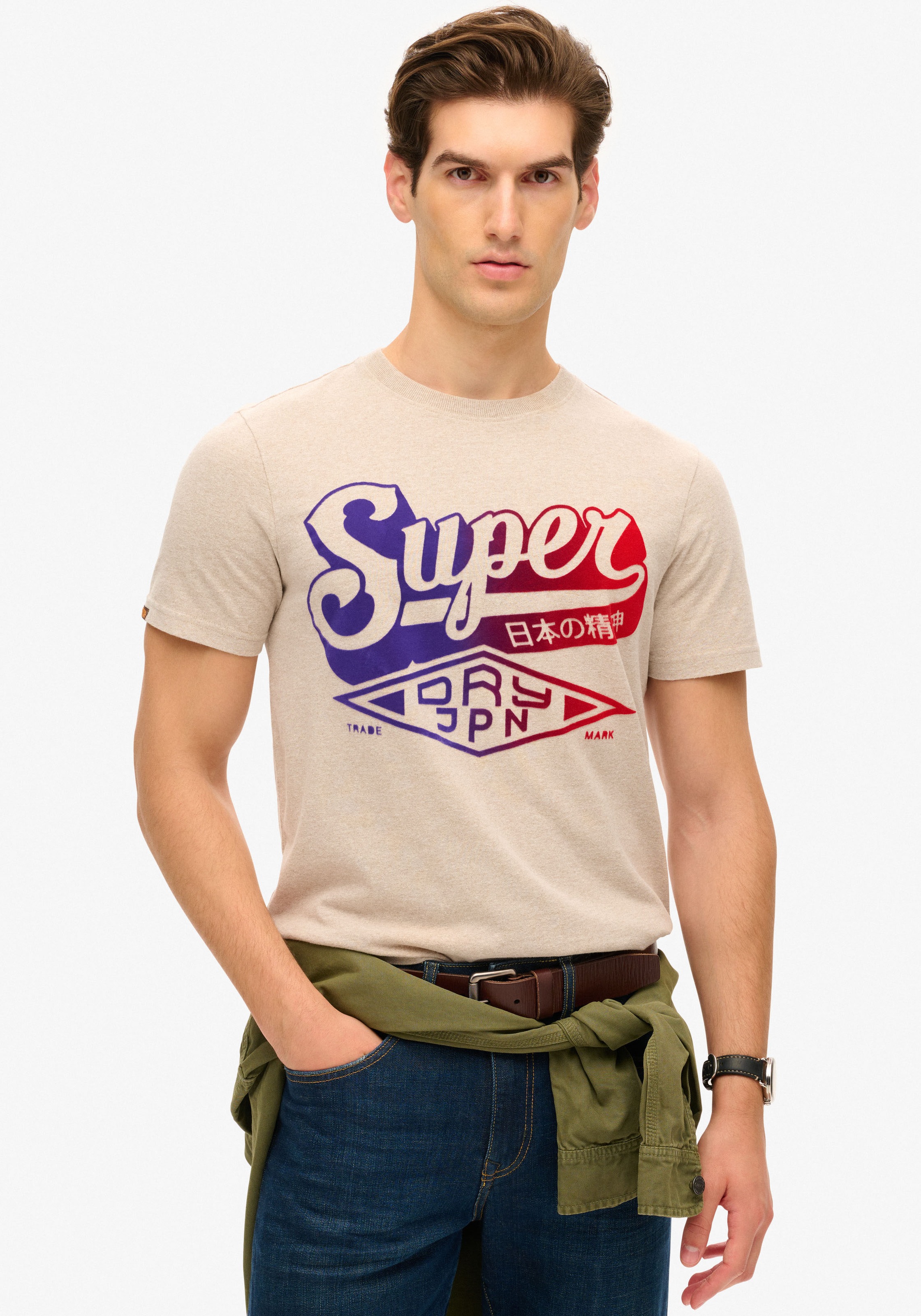 Superdry Rundhalsshirt »FLOCKED FADE GRAPHIC T SHIRT«