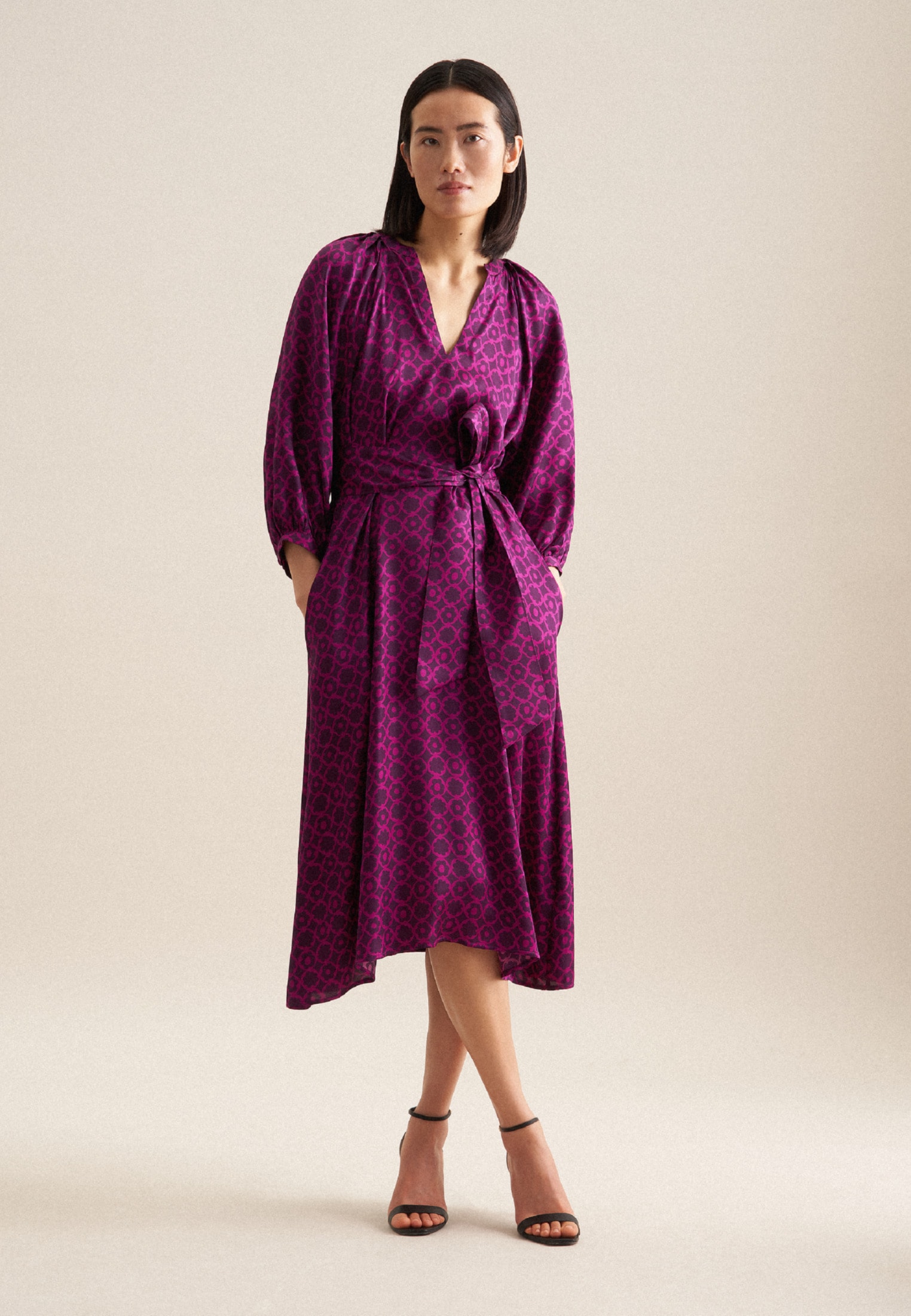 seidensticker Sommerkleid »Schwarze Rose« 3/4 Rundhals Druck