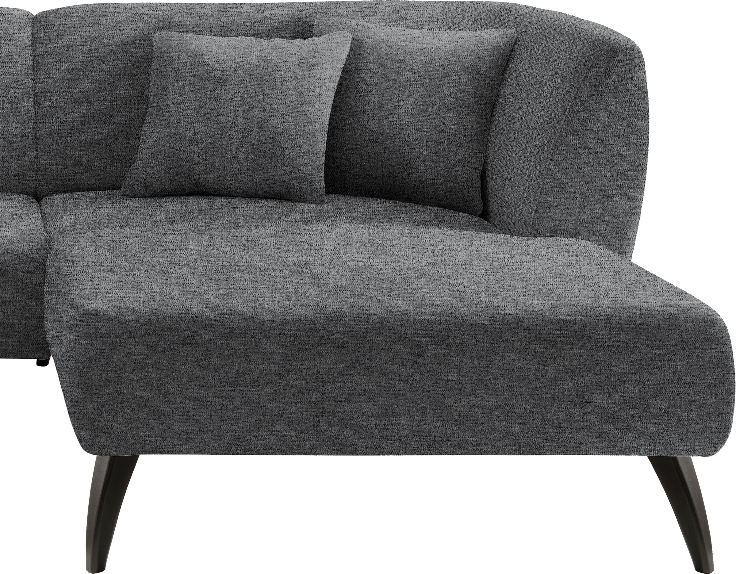 INOSIGN Ecksofa »Colori L-Form«, Holzfussfarbe wählbar, inkl. 4x Zierkissen