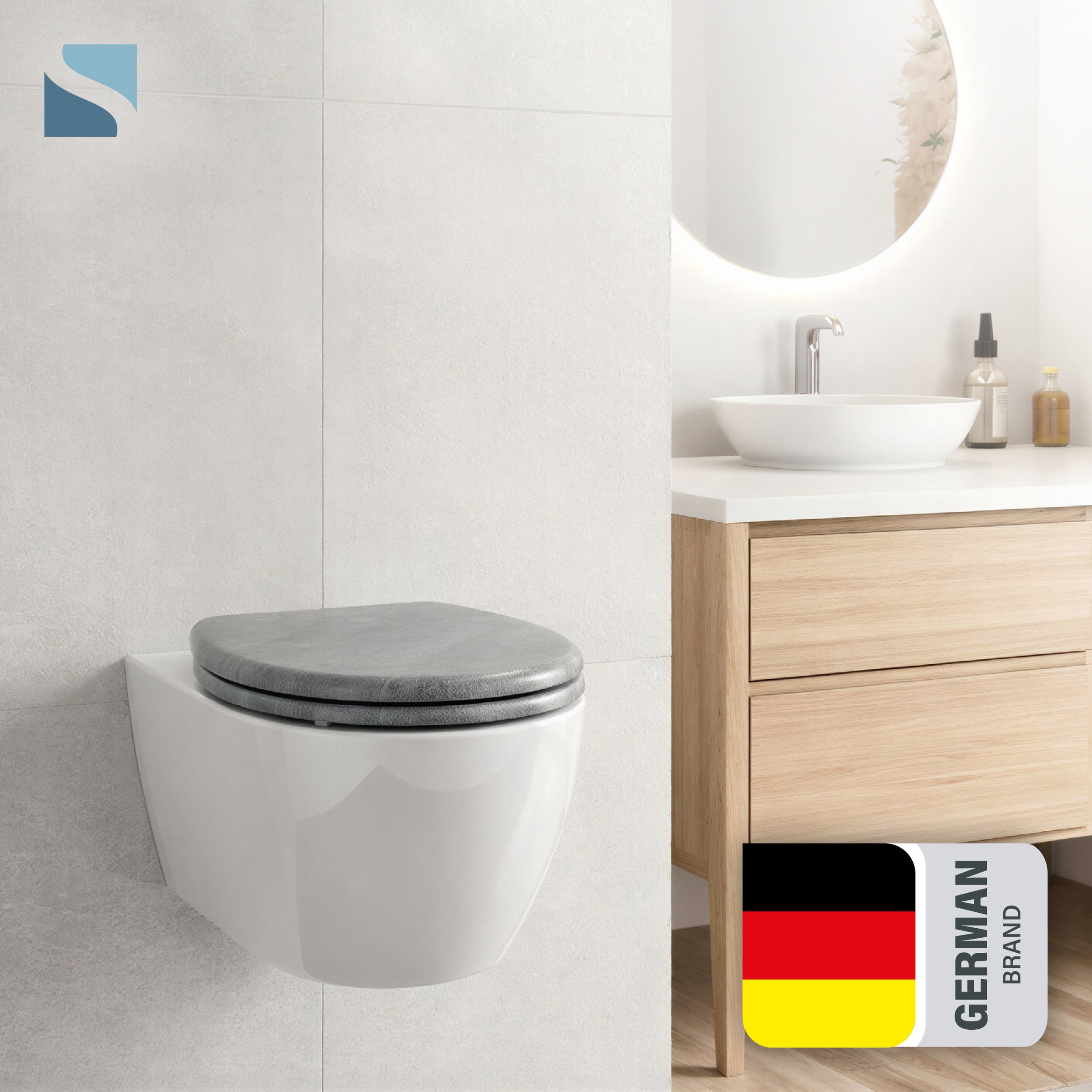Schütte WC-Sitz "LIGHT CONCRETE" Toilettendeckel, Absenkautomatik, Schnellverschluss, O-Form, bis 175kg
