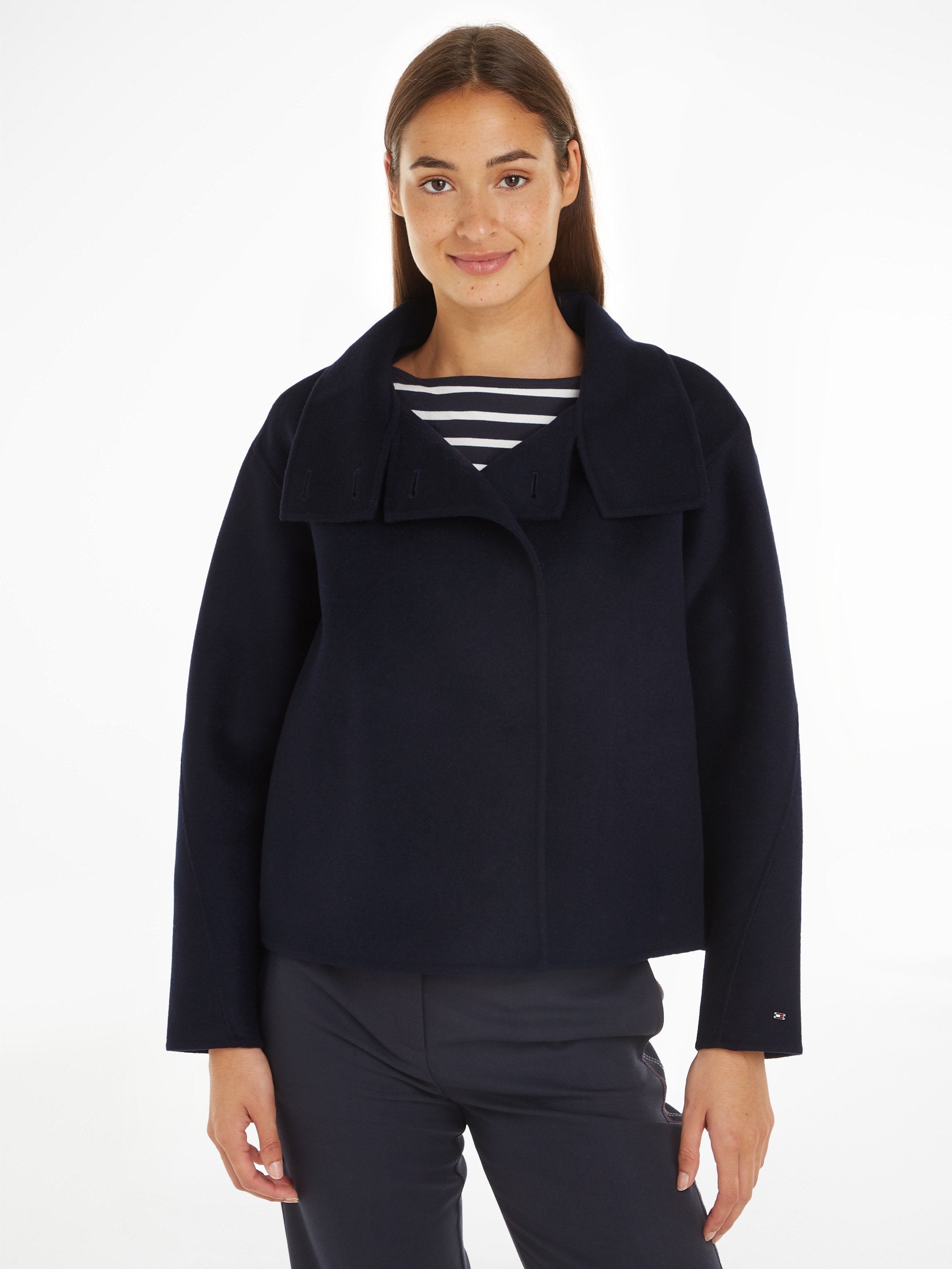 Tommy Hilfiger Outdoorjacke »DF WOOL BLEND FUNNEL JACKET«, mit hochschliessendem Kragen