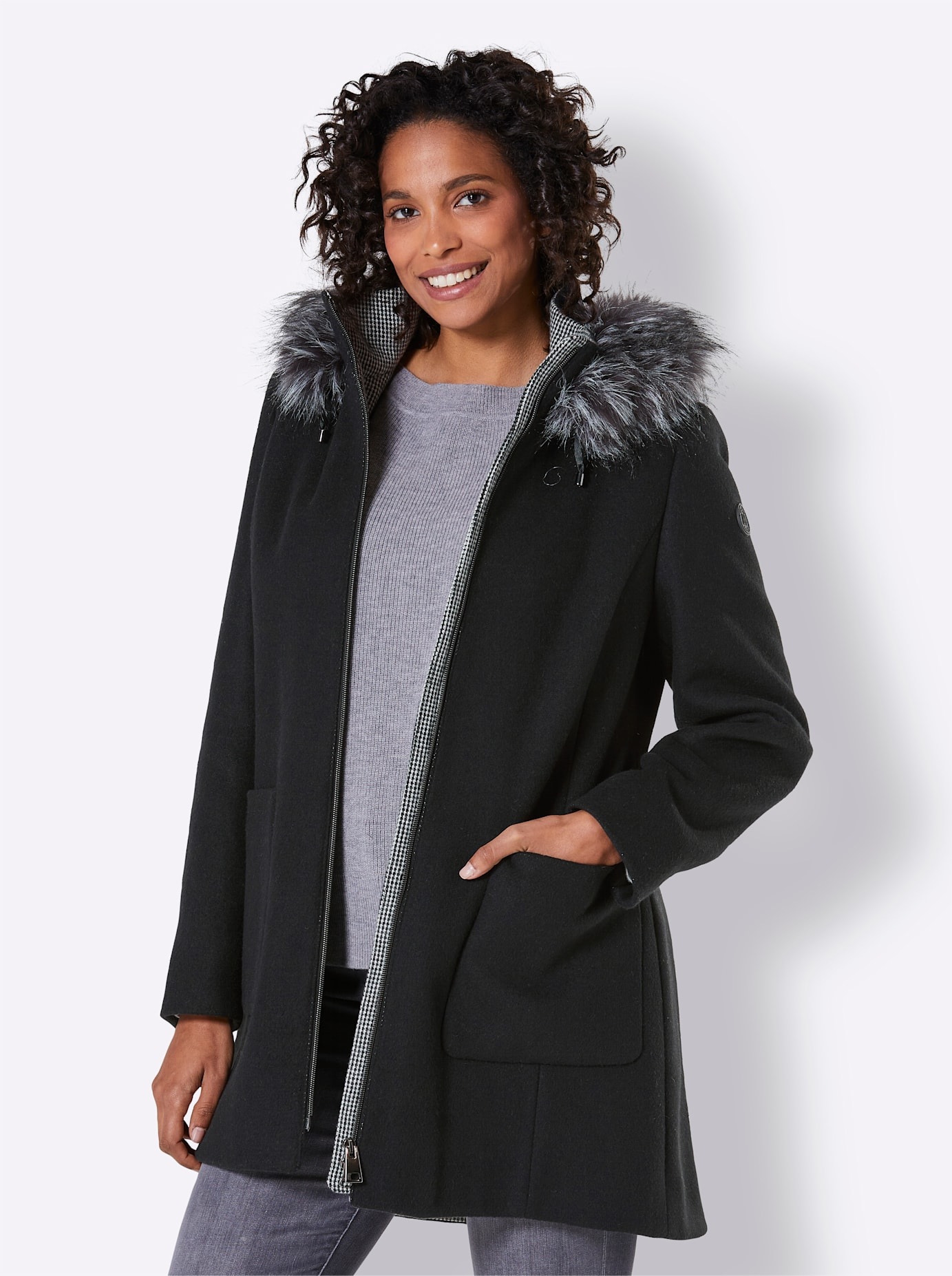 Langjacke, mit Kapuze