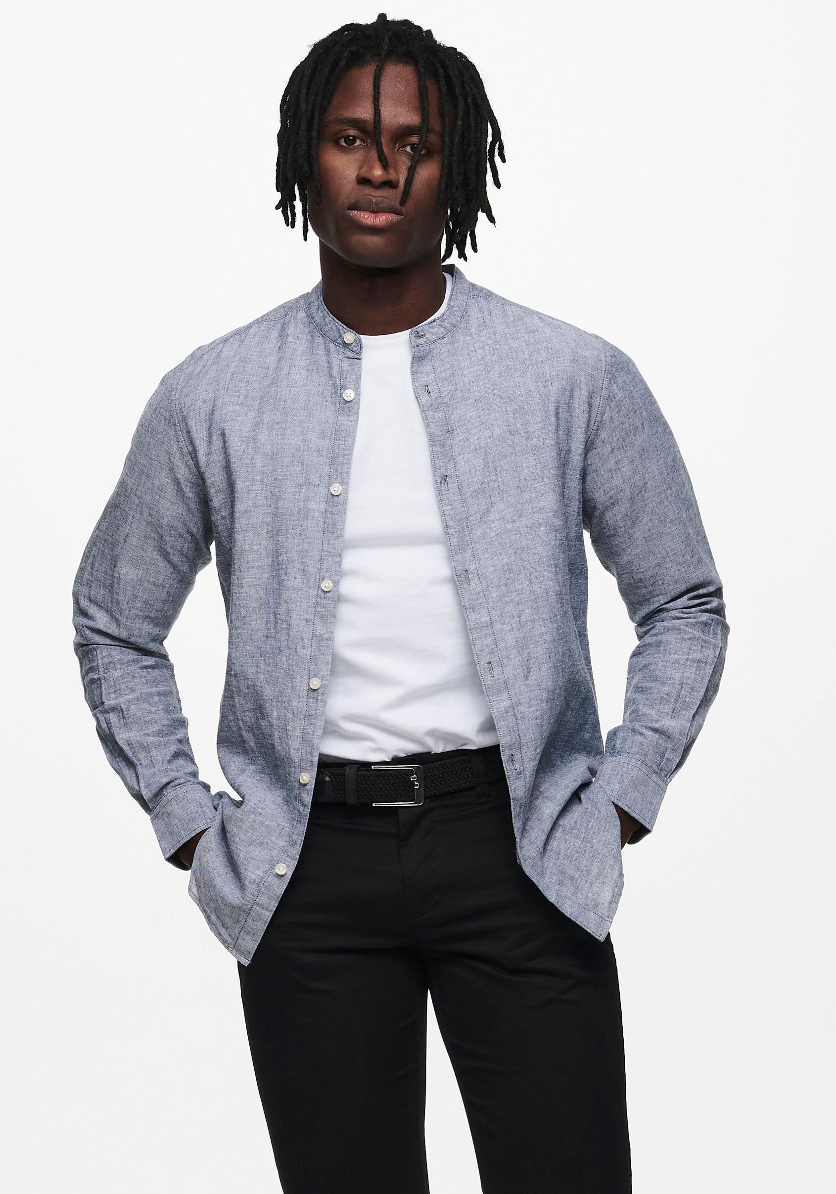 ONLY & SONS Langarmhemd »ONSCAIDEN LS SOLID LINEN MAO SHIRT NOOS« kaufen