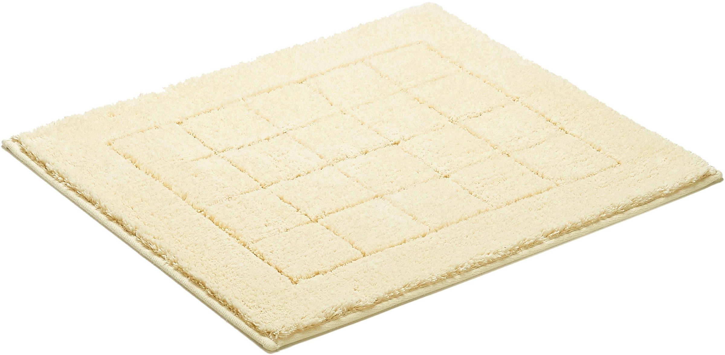 Vossen Badematte »Exclusive«, rutschhemmend beschichtet, fussbodenheizungsgeeignet, Badteppich, Uni-Farben, Karo Muster, Hoch-Tief Effekt, reine Baumwolle