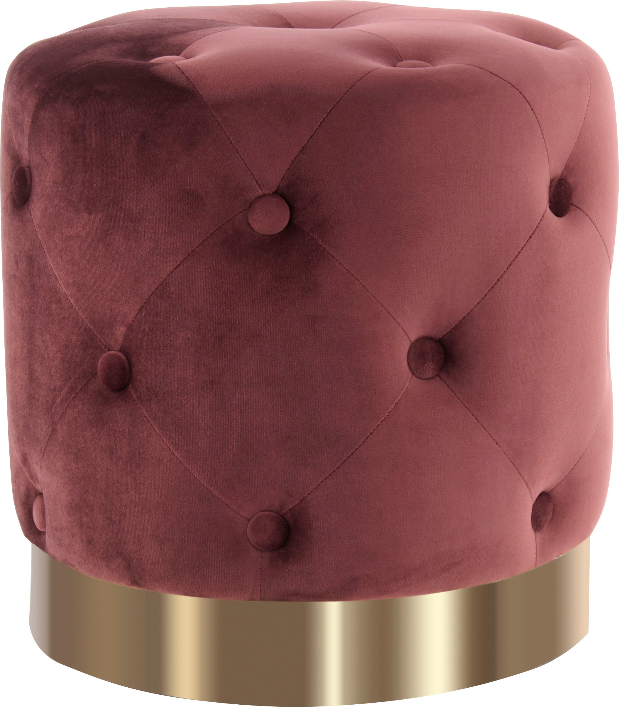 Kayoom Sitzhocker »Hocker Piano 225, in dekorativem Design, mit weichem Velvet-Bezug«, (1 St.), rund, glamourös, hochwertig, gesteppt, mit eingelassenen Dekoknöpfen