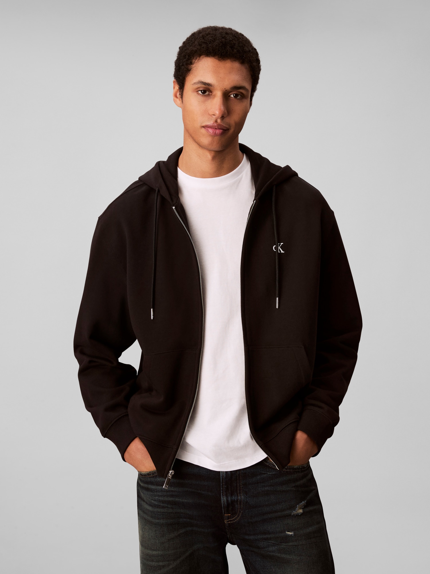 Calvin Klein Jeans Kapuzensweatshirt »LS EU 350TERRY MONOGRAM FZ HOODI«, Mit Rundhalsausschnitt, regular fit