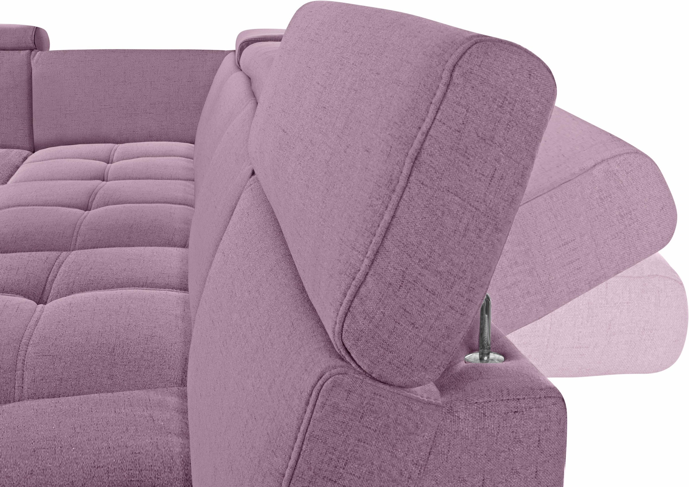DOMO collection Wohnlandschaft »Ava moderne Sitzheftung mit toller Doppelnaht, komfortabel, U-Form«, mit Federkern, wahlweise mit Kopfteilverstellungen