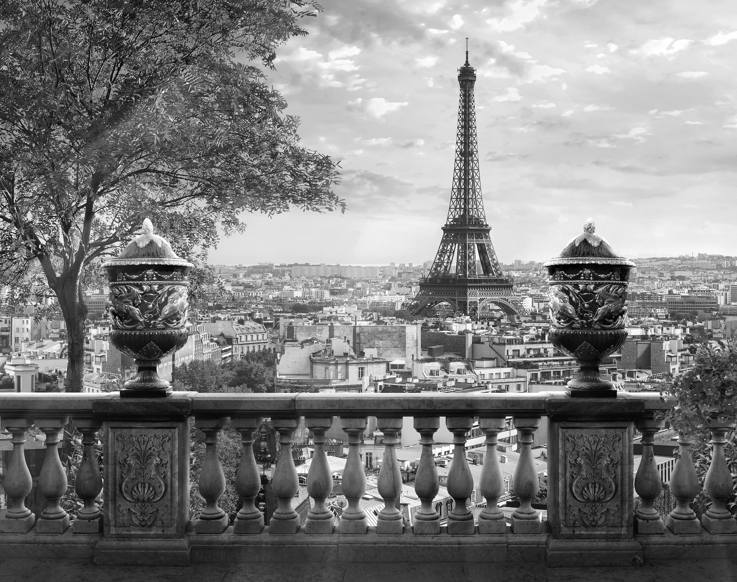 Papermoon Fototapete »Paris Schwarz & Weiss«