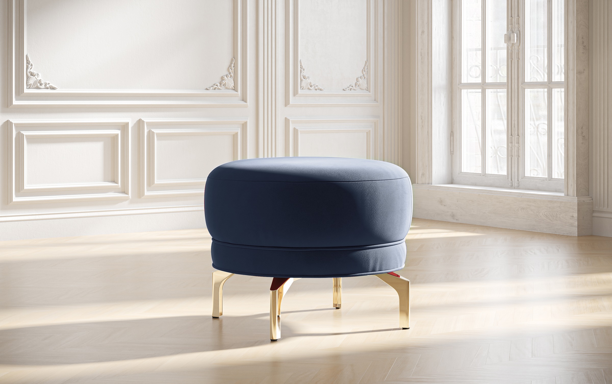 sit&more Polsterhocker »Orient 3«, goldfarbene Metallfüsse
