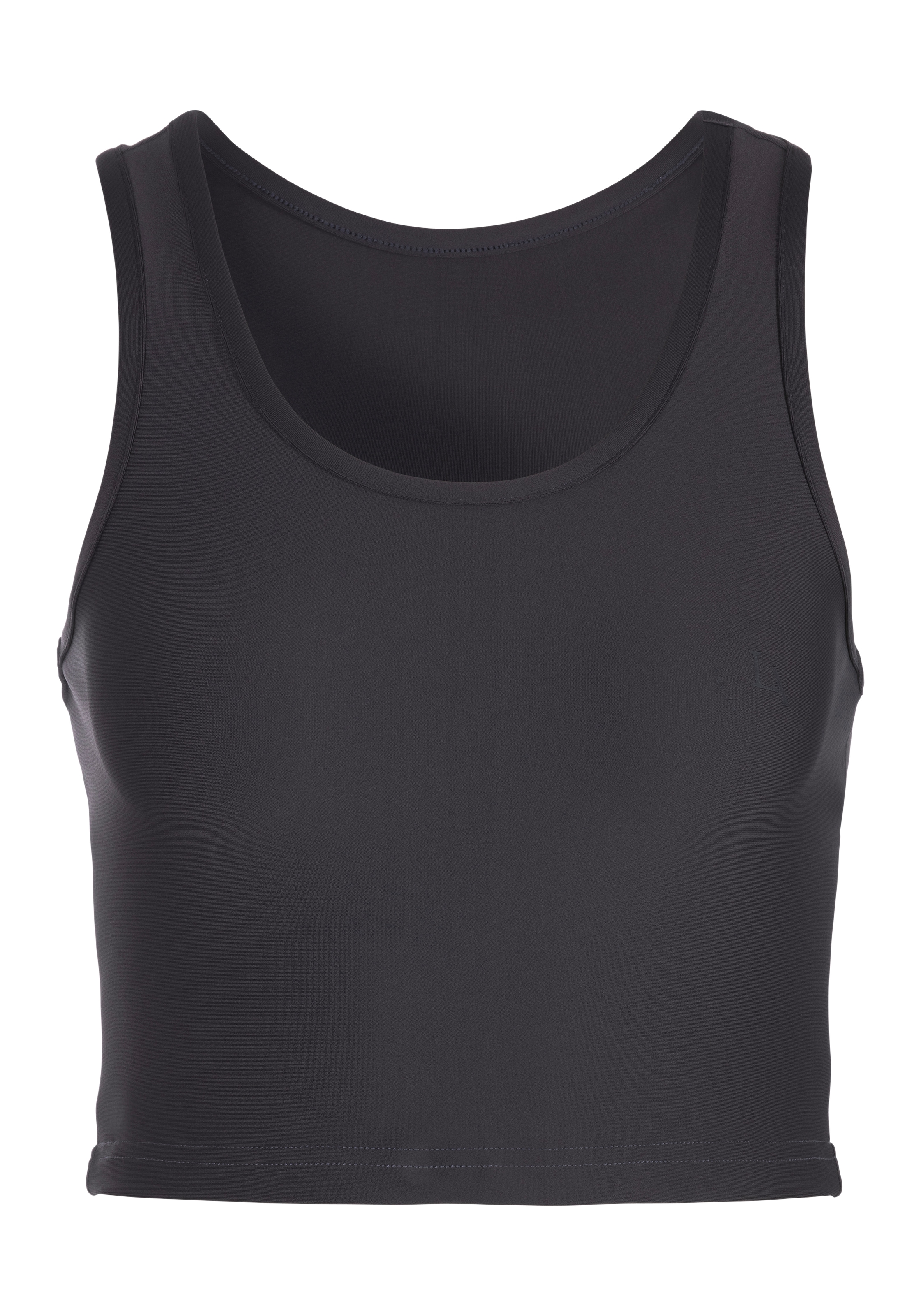 LASCANA ACTIVE Crop-Top »Sporttop«, mit Ringerrücken und Logodruck