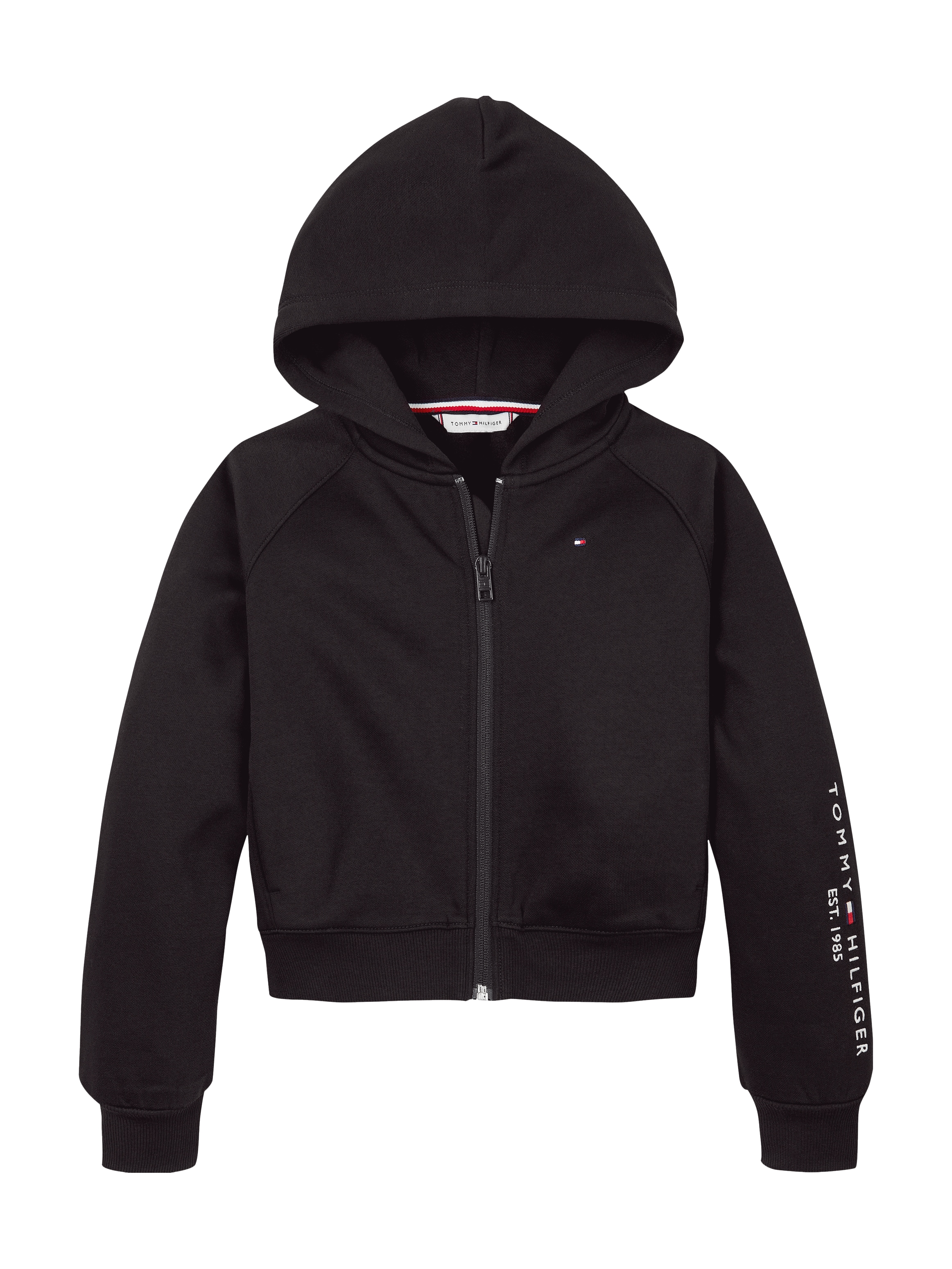 Tommy Hilfiger Sweatjacke »ESSENTIAL EMBROIDERED ZIP THRU«, mit Logoschriftzug an den Ärmeln