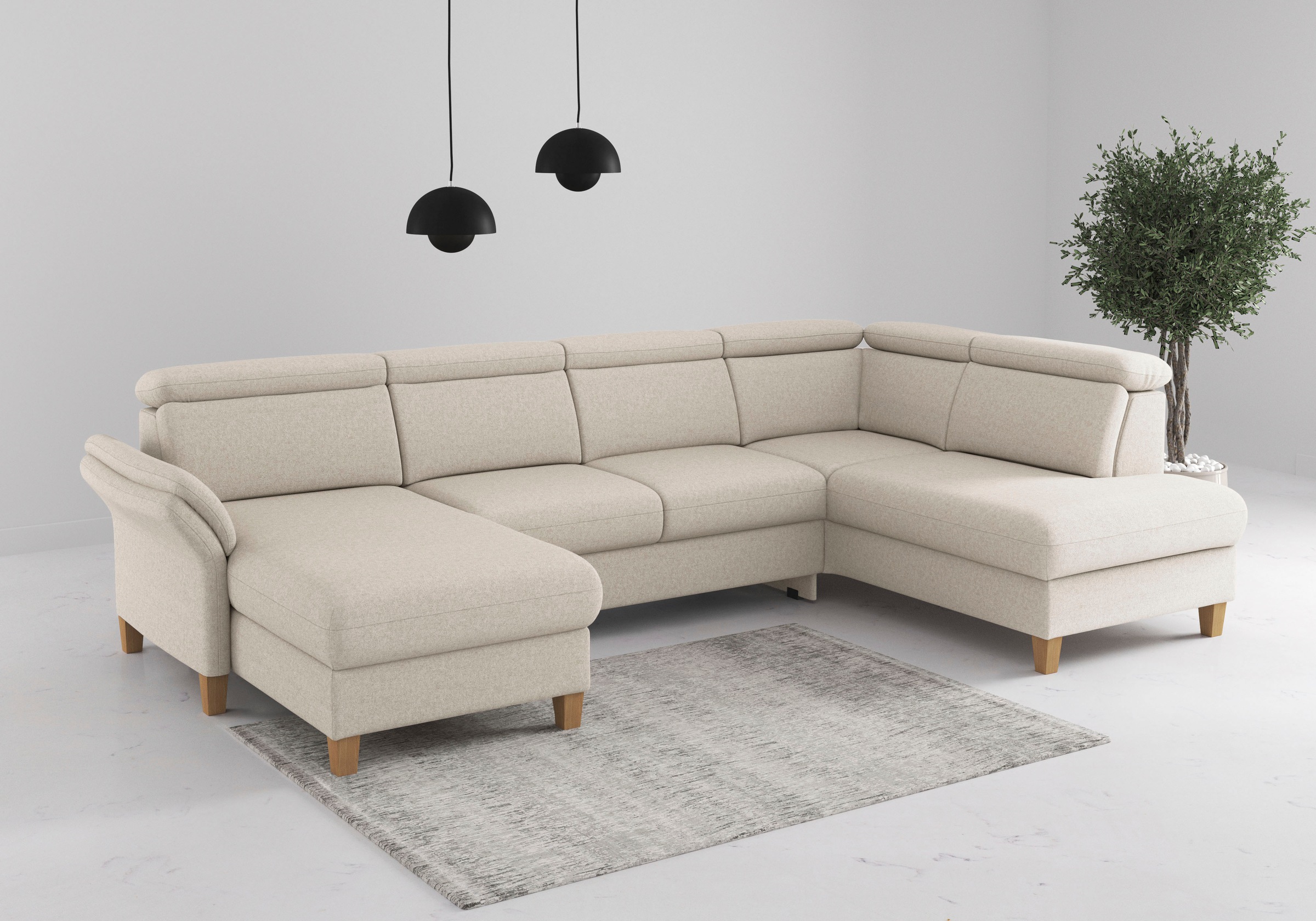 GOODproduct Wohnlandschaft "Glendale, U-Form" inkl. Kopfteilverstellung, wahlweise mit Vorziehsitz und Bettkasten