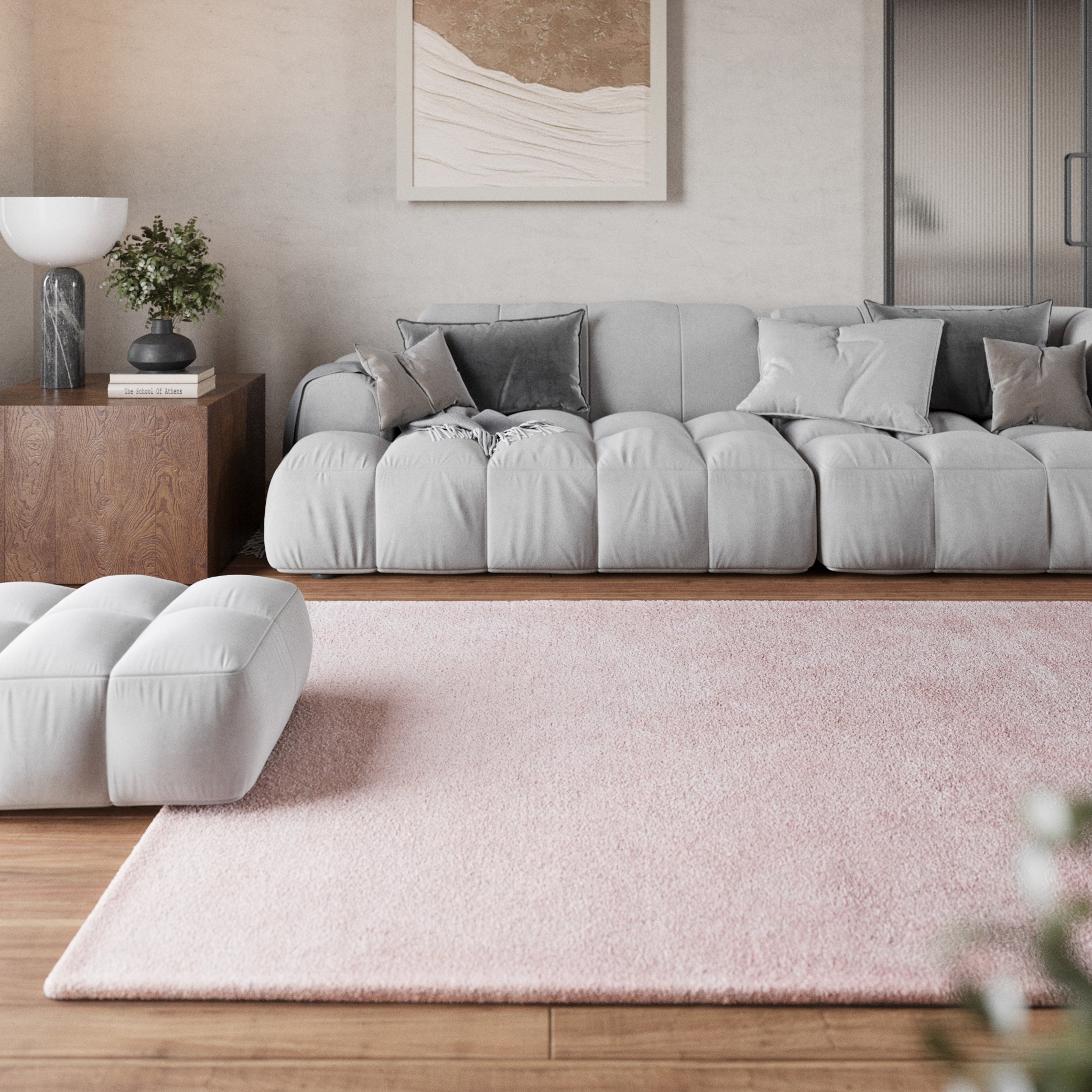 Homie Living Teppich "Pisa" rund 25 mm Höhe Hochflor, Microfaser, uni, weich, Shaggy, Wohnzimmer, Schlafzimmer