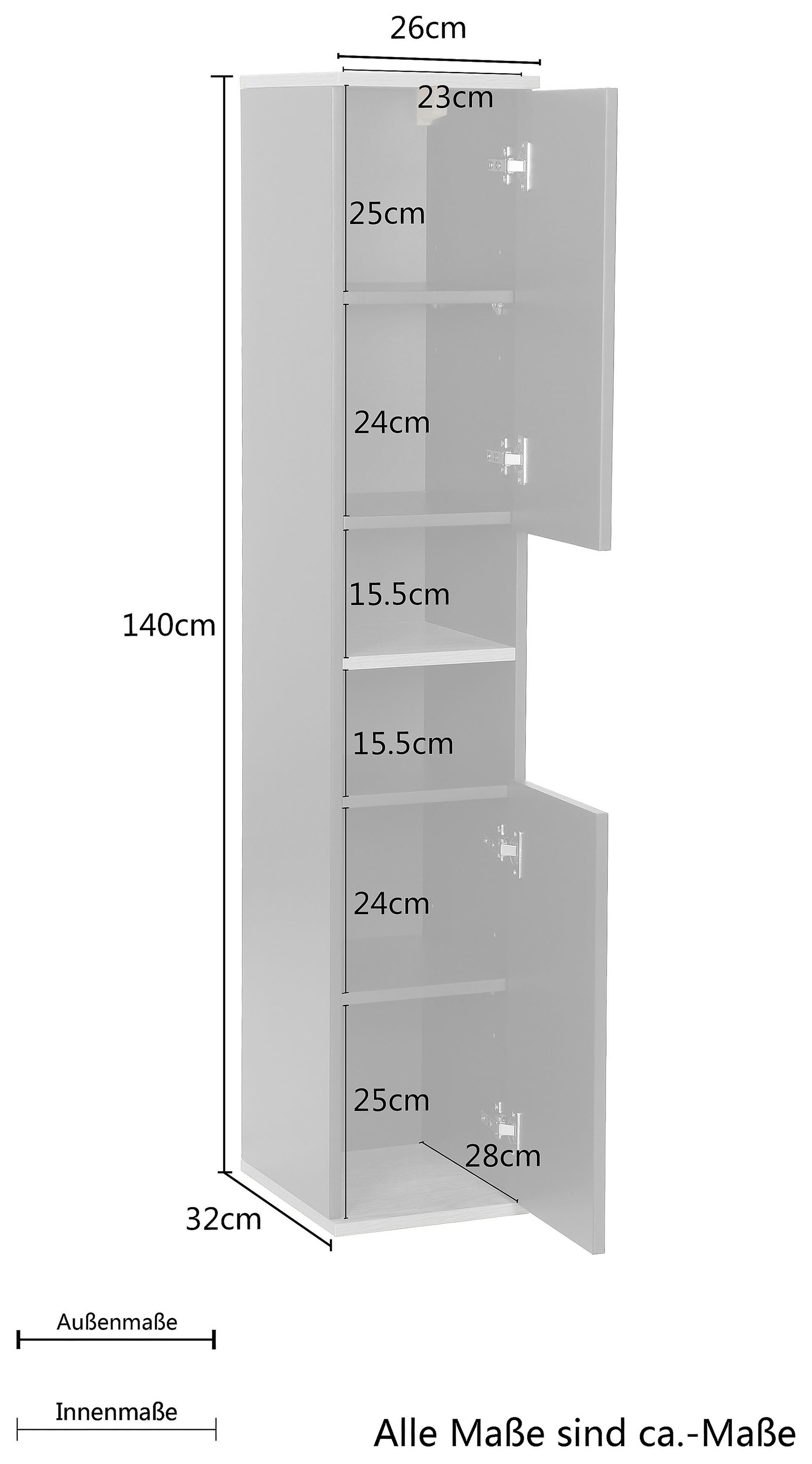 welltime Hochschrank »Haarlem«, Breite 24cm, Badmöbel Schrank