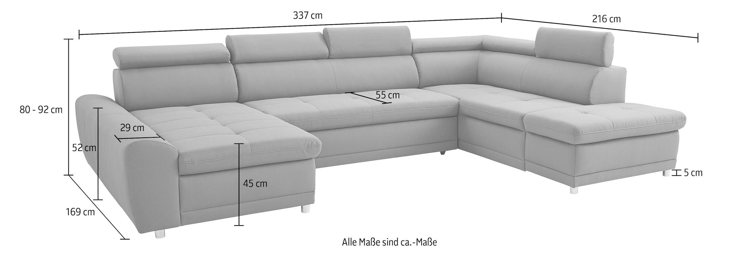 sit&more Wohnlandschaft »Riva U-Form«, wahlweise mit Bettfunktion