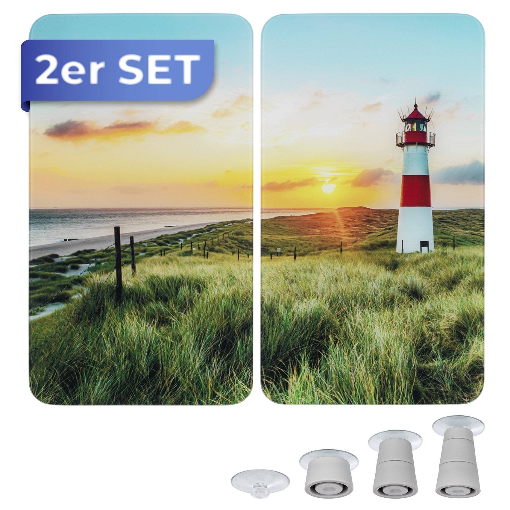 Maximex Herd-Abdeckplatte »Universal Modell Leuchtturm«, (Set, 2 tlg.), Herdabdeckung für alle Herdarten, kratzfest, mit rutschfesten Füssen