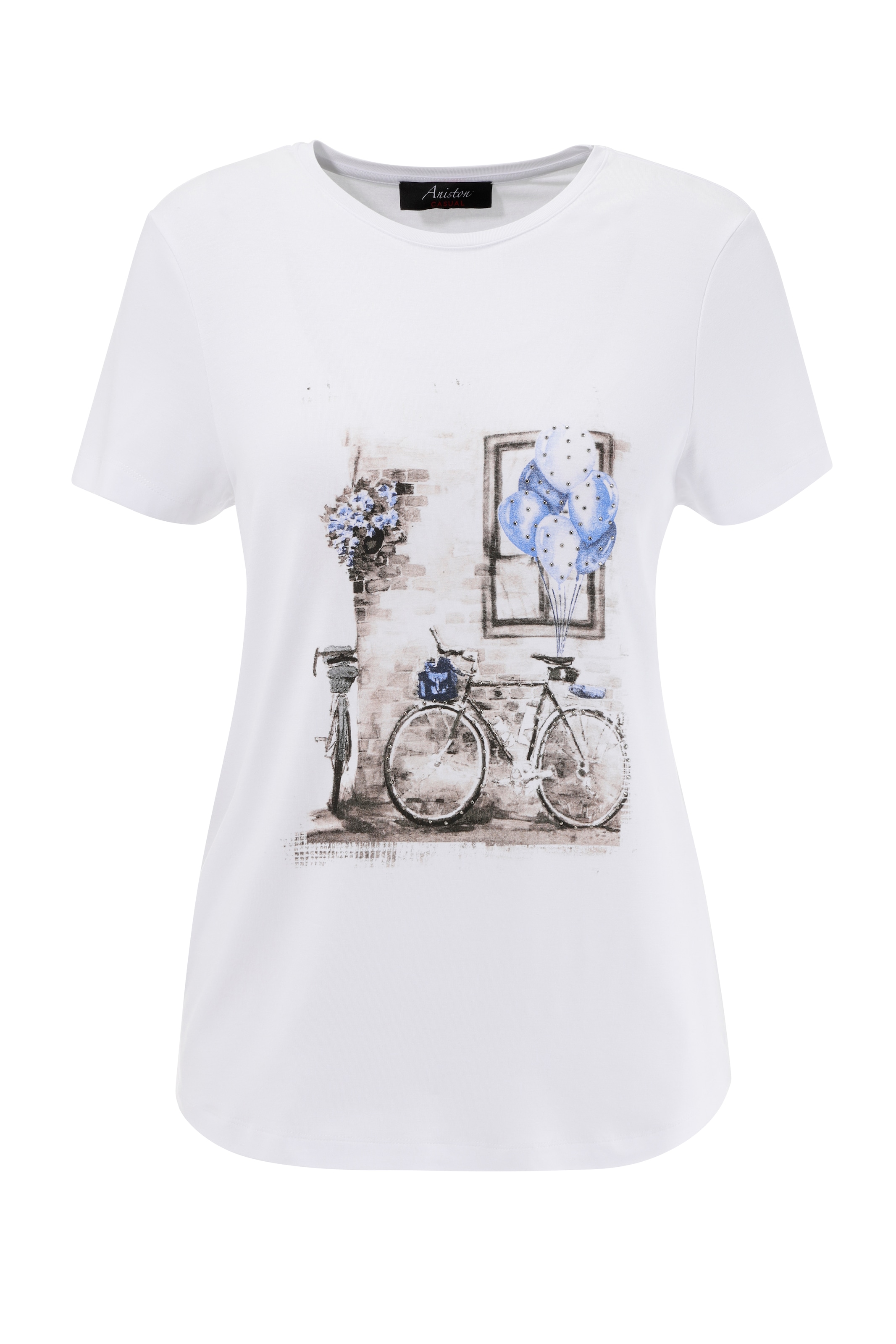 Aniston CASUAL T-Shirt, mit Glitzersteinchen verzierter Frontdruck online  shoppen | Jelmoli-Versand