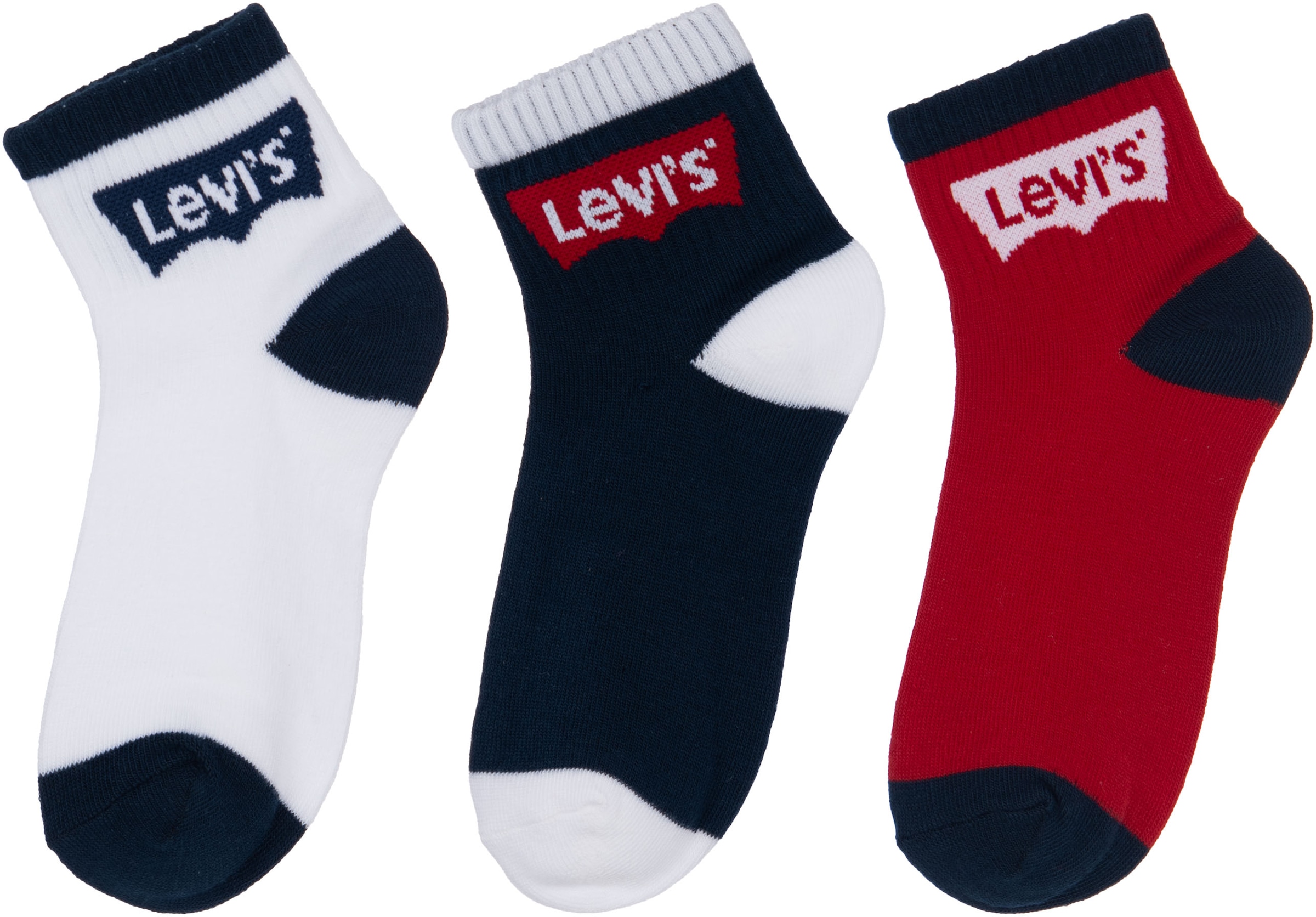 Levi's® Kids Socken »BATWING MID CUT3PK« Packung, 3 Stk. tlg. im 3er-Pack