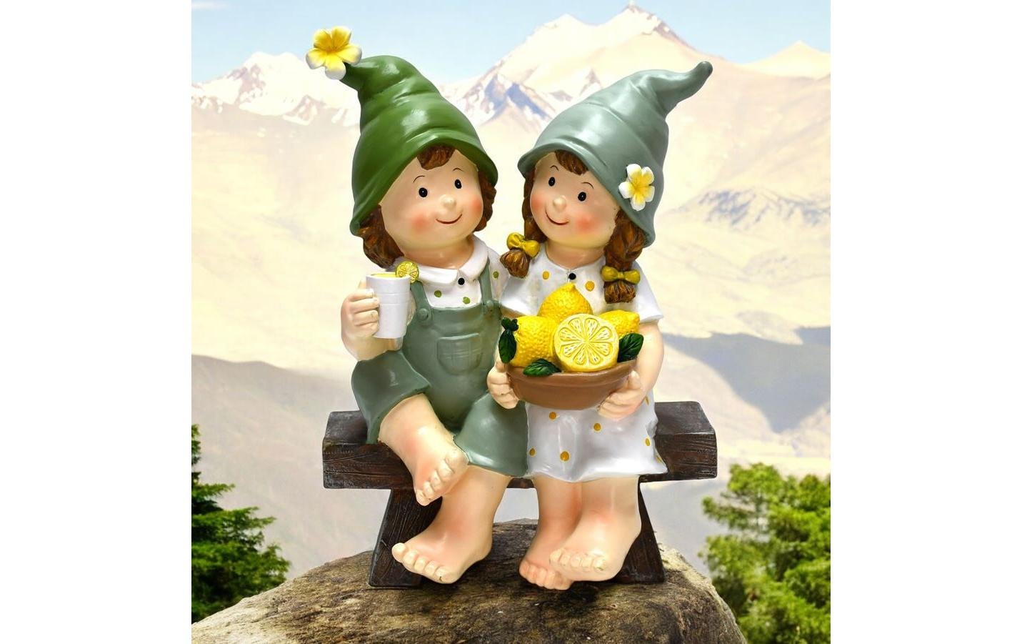 Gartenfigur "Dameco Kinder auf Bank sitzend"