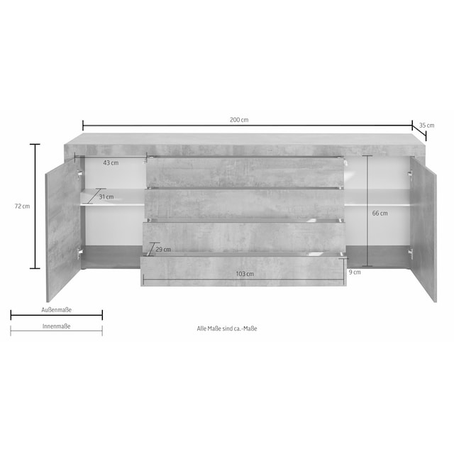 ❤ borchardt Möbel Sideboard, Breite 200 cm ordern im Jelmoli-Online Shop