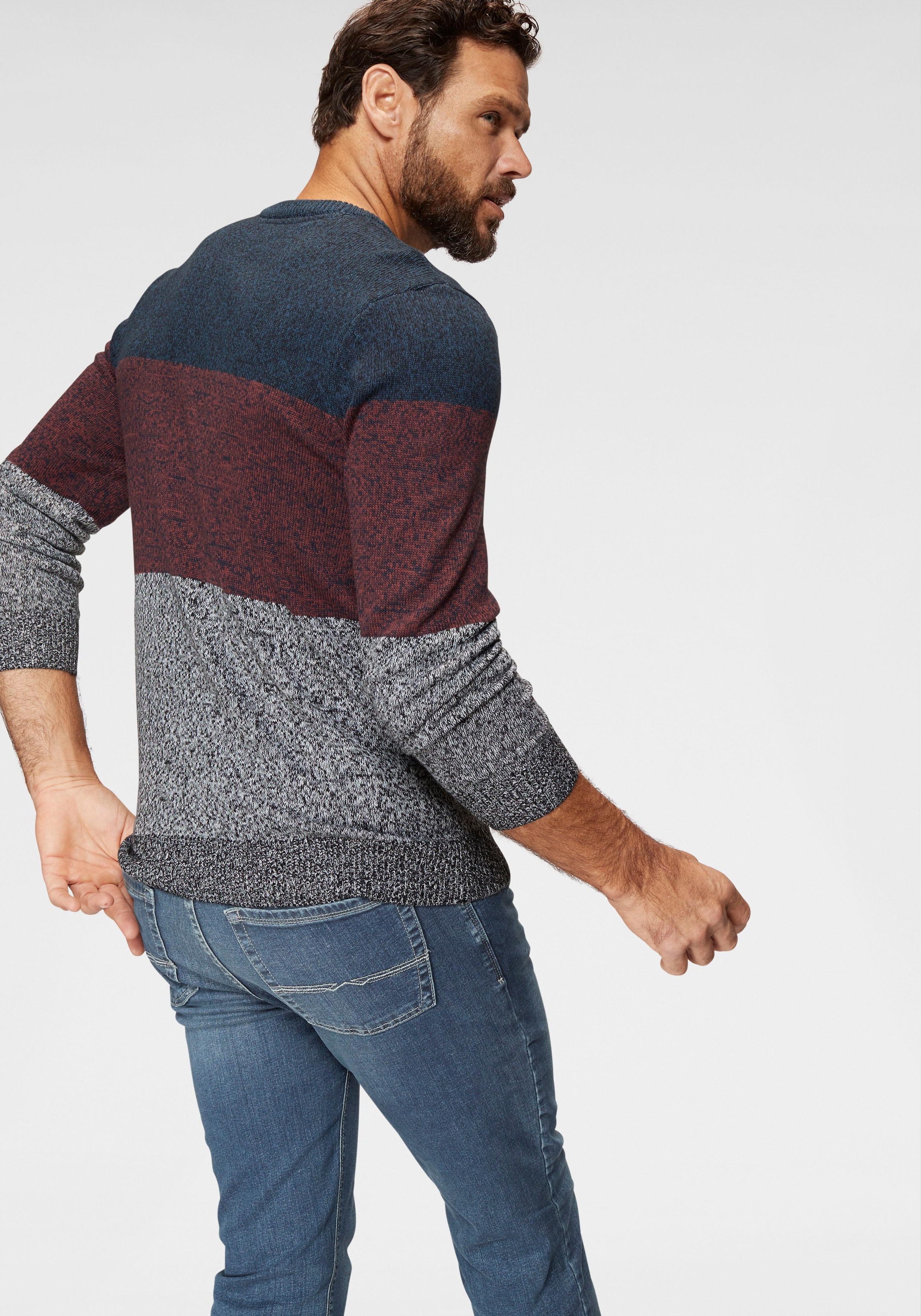 Man's World Rundhalspullover »Bis Grösse 5 XL«, mehrfarbig