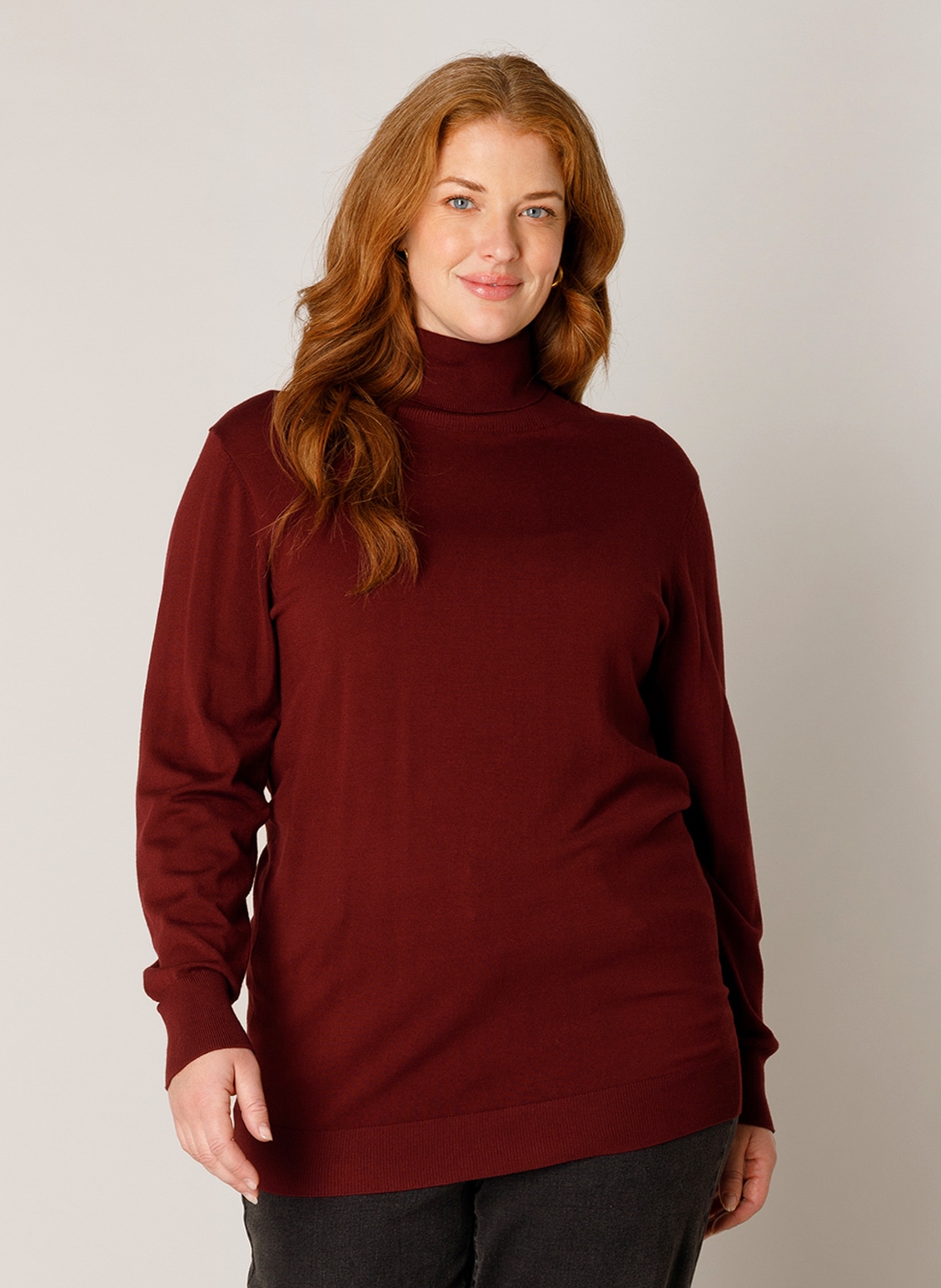 Base Level Curvy Rollkragenpullover "Yuena" Feiner Strickpullover mit Viskose / Grosse Grössen