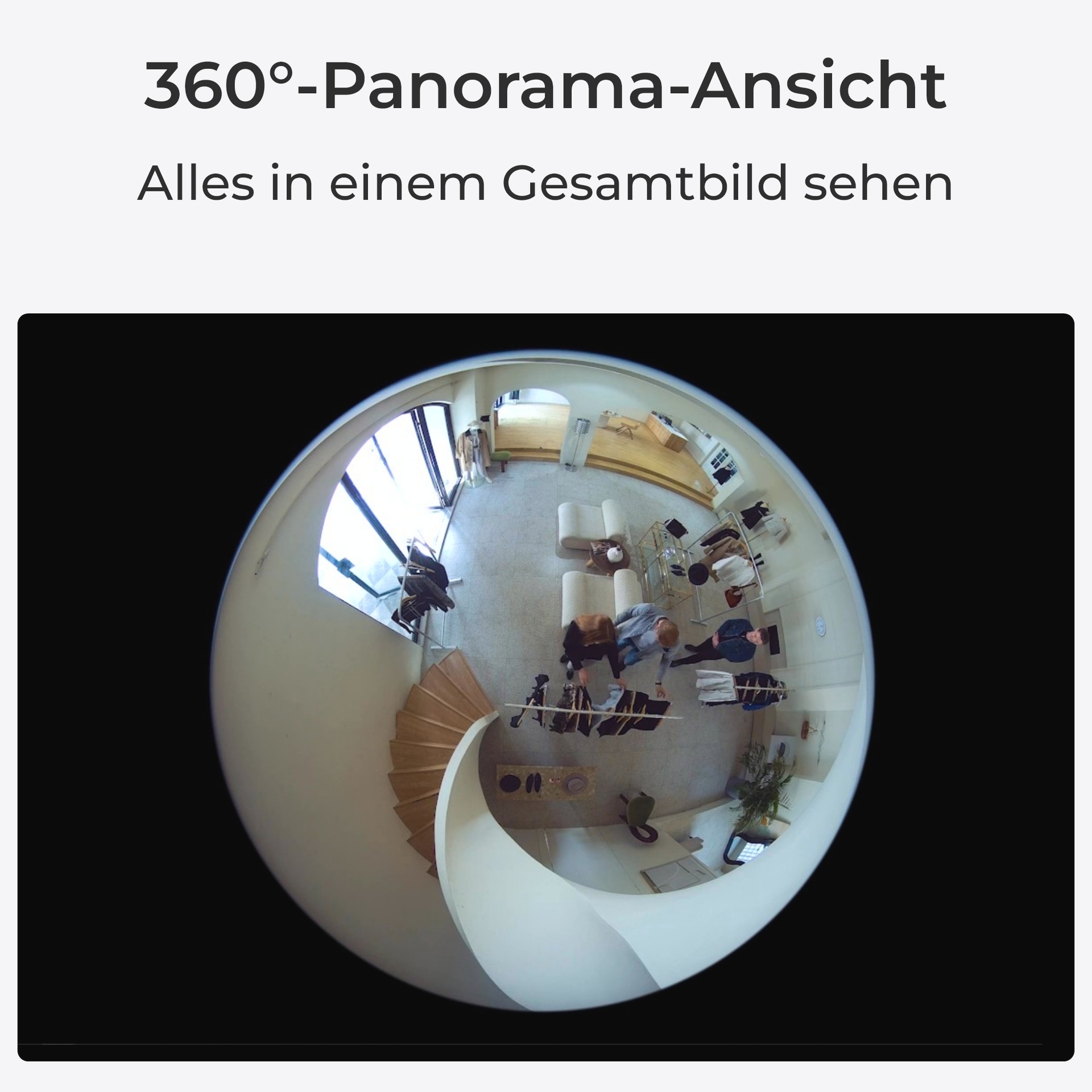 Reolink Überwachungskamera »Fisheye Serie W520 - 6MP Wi-Fi 360° Panorama Überwachungskamera Innen«, Aussenbereich, Personenerkennung, Zwei-Wege-Audio, Mehrere Anzeigemodi, Nachtsicht