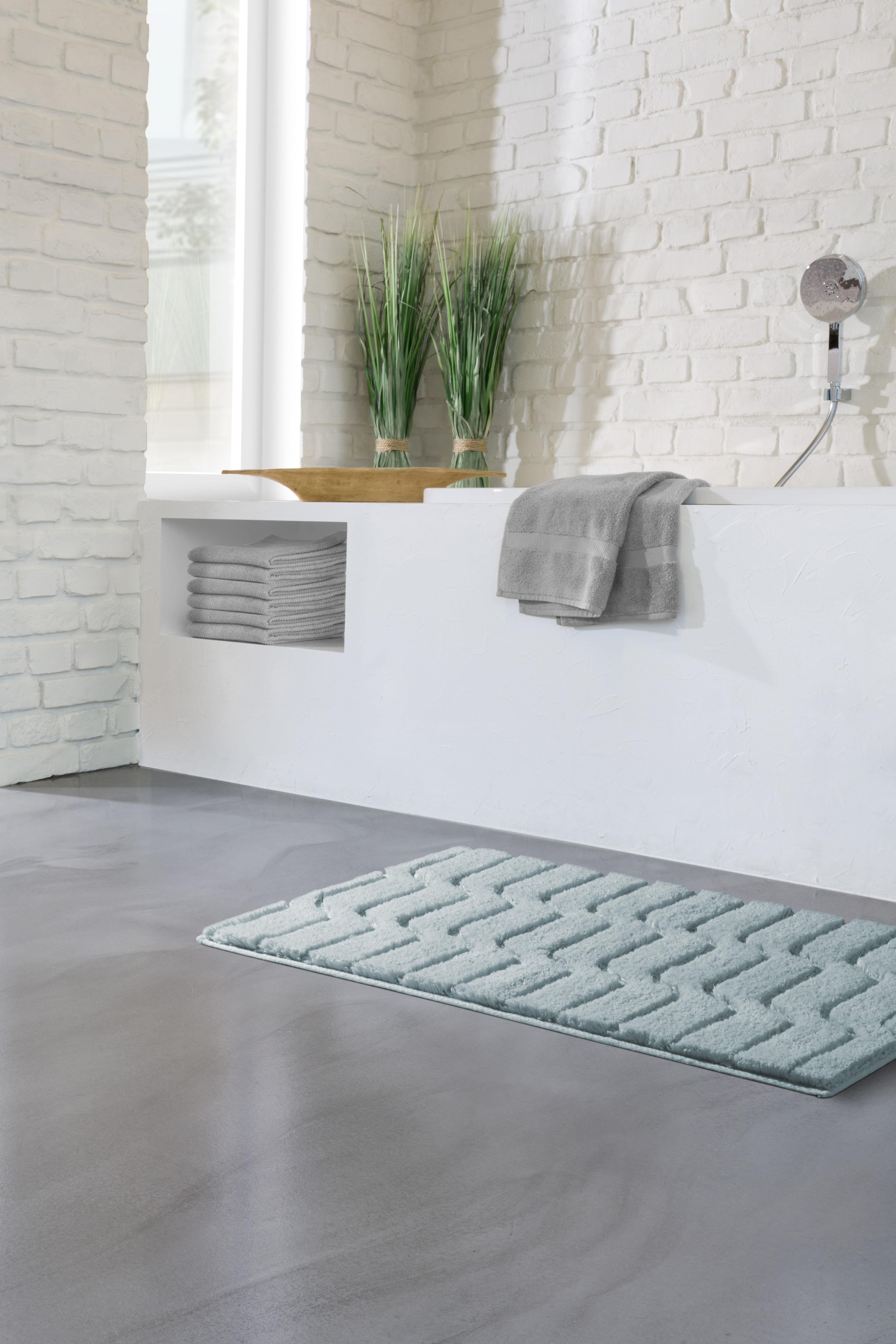 Grund Badematte »Vogue«, rutschhemmend beschichtet, fussbodenheizungsgeeignet, dichter Flor, Hoch-Tief-Effekt, Wellen-Design