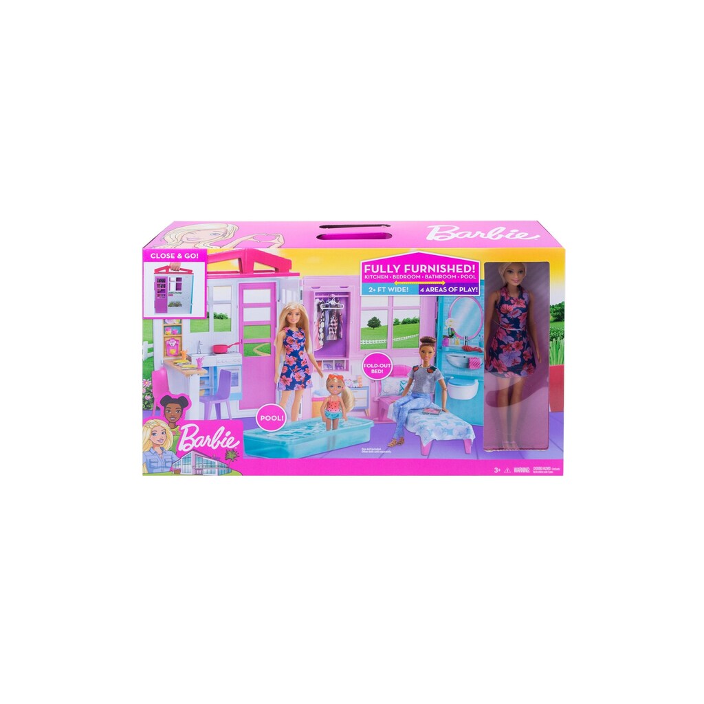 Barbie Puppen Spielcenter »Ferienhaus mit Möbeln«