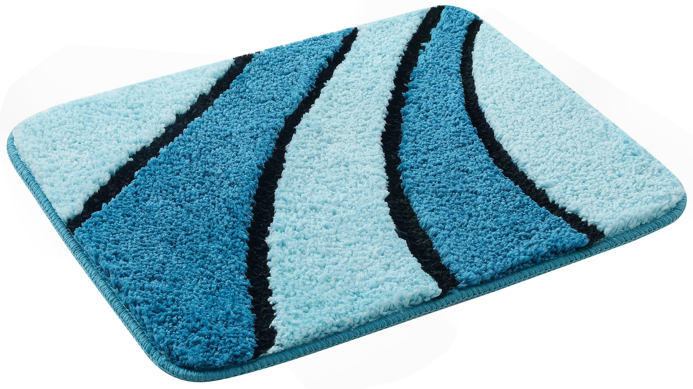 my home Badematte »Anna, Badvorleger, Badezimmer Teppich«, rutschhemmend beschichtet, fussbodenheizungsgeeignet-schnell trocknend, Badteppich, Hoch Tief Effekt, Modern, Weich, Wellen