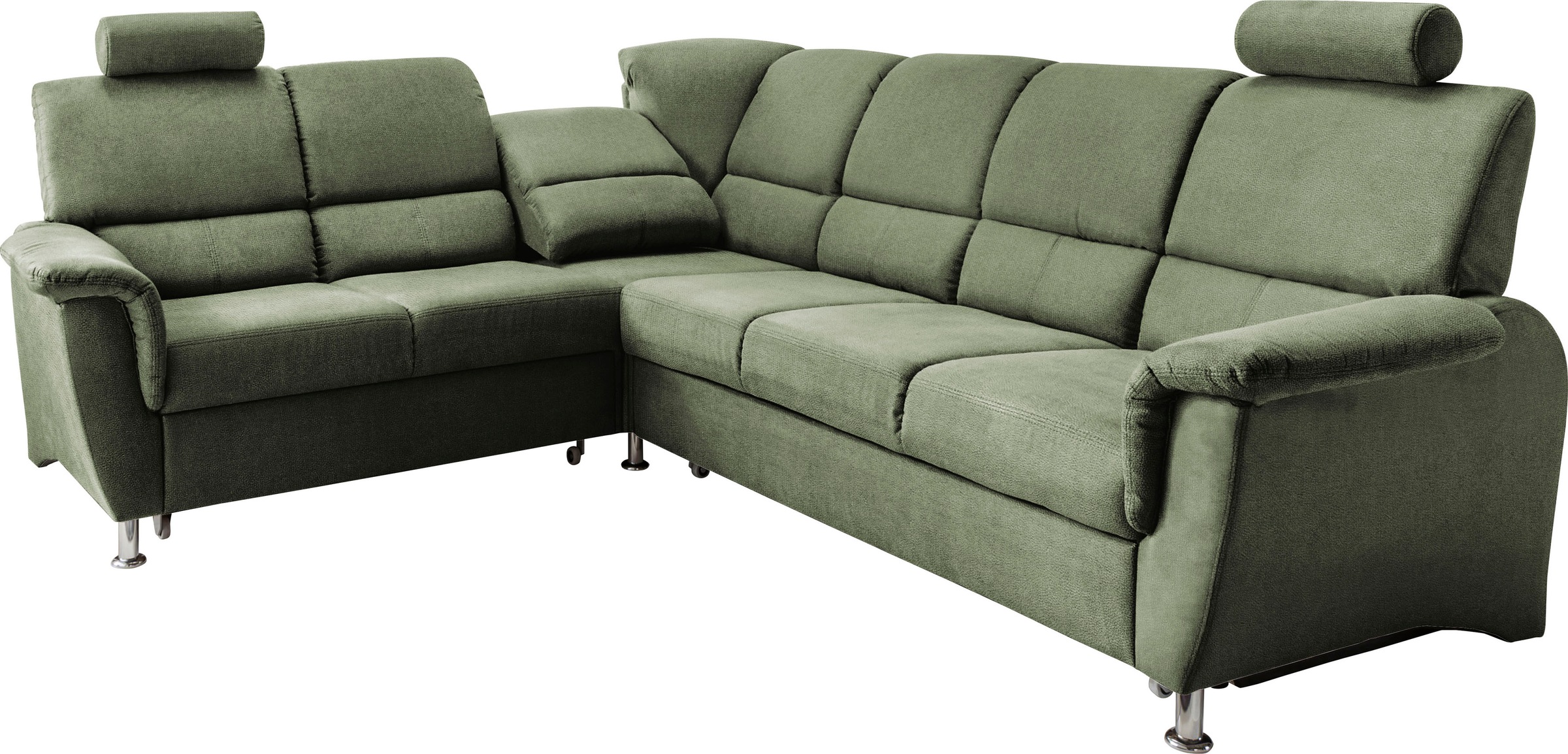 Home affaire Ecksofa »Pisa L-Form, mit Schlaffunktion, Stauraum, 2x höhenverstellbare«, Kopfstützen und Relaxfunktion im Eckelement