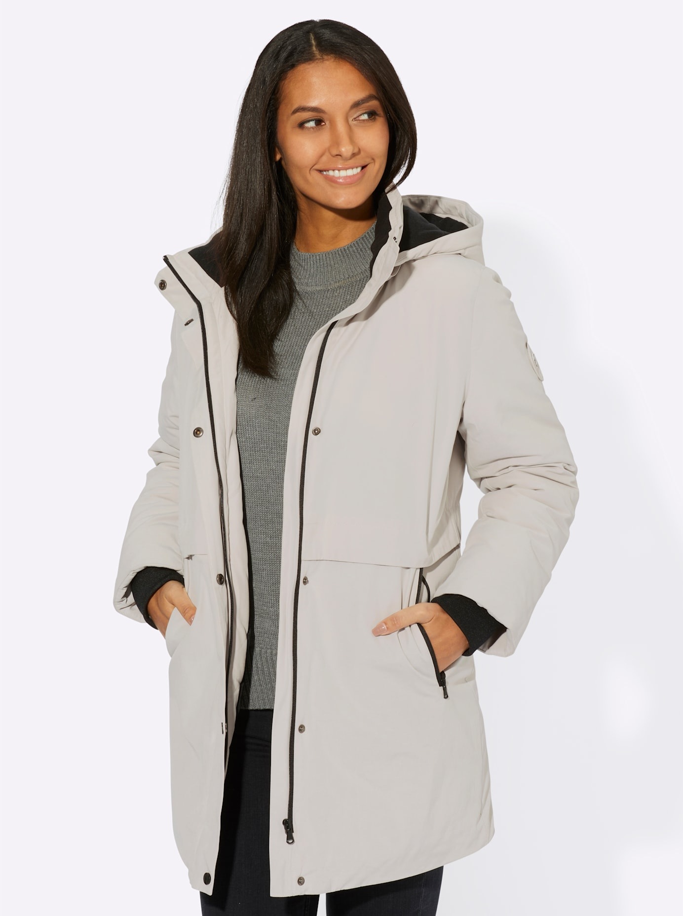 Casual Looks Langjacke mitKapuze