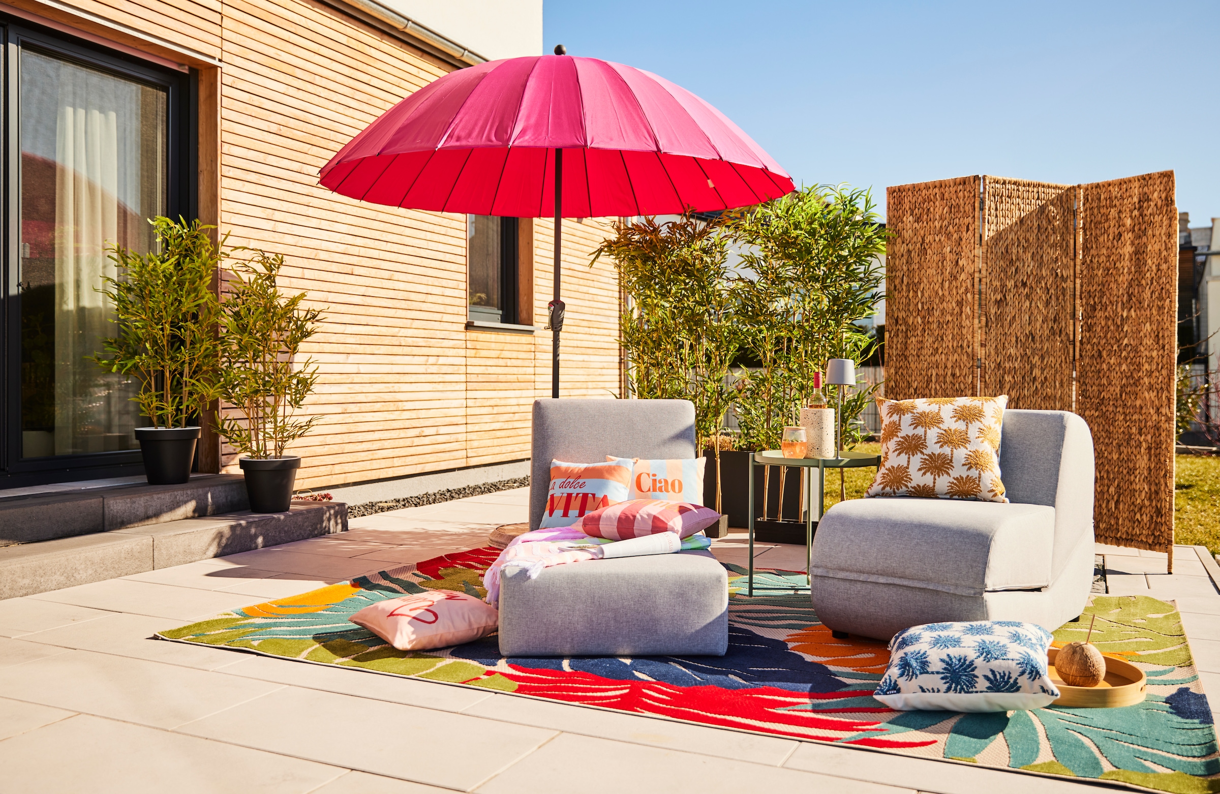 Sanat Teppich »Floral Outdoor«, rund, 6 mm Höhe, In- und Outdoor geeignet, florales Design, Balkon, Terasse