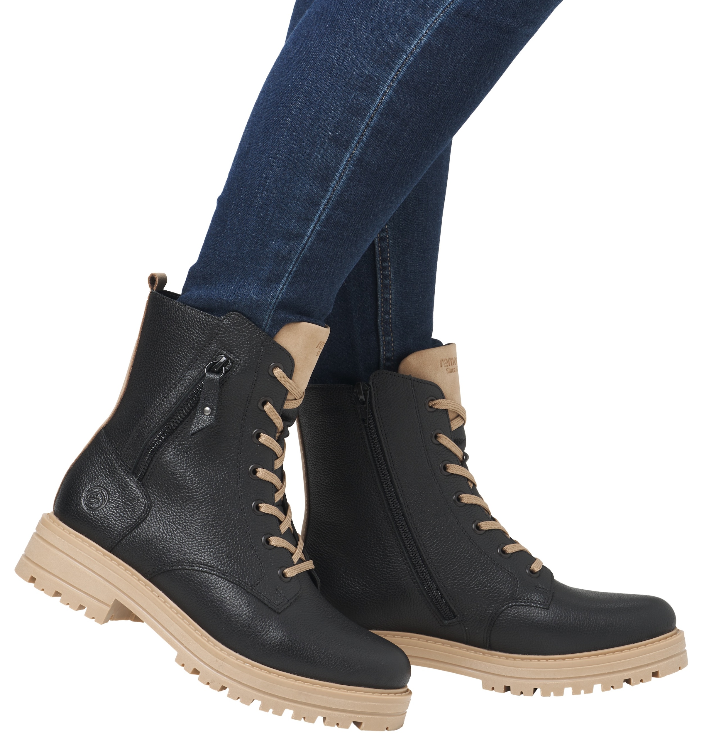 Remonte Winterboots, Blockabsatz, Winterstiefelette, Schnürboots mit Zierreissverschluss