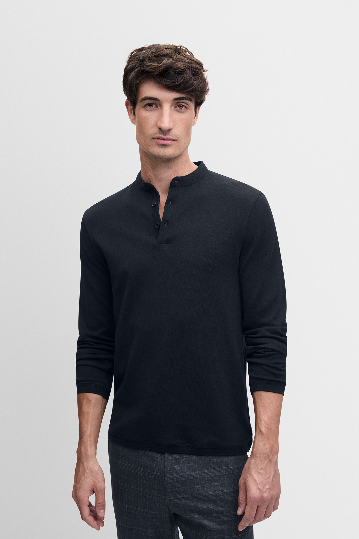 Cinque Langarmshirt "CIBADO" Stehkragen, Slim Fit, reine Baumwolle