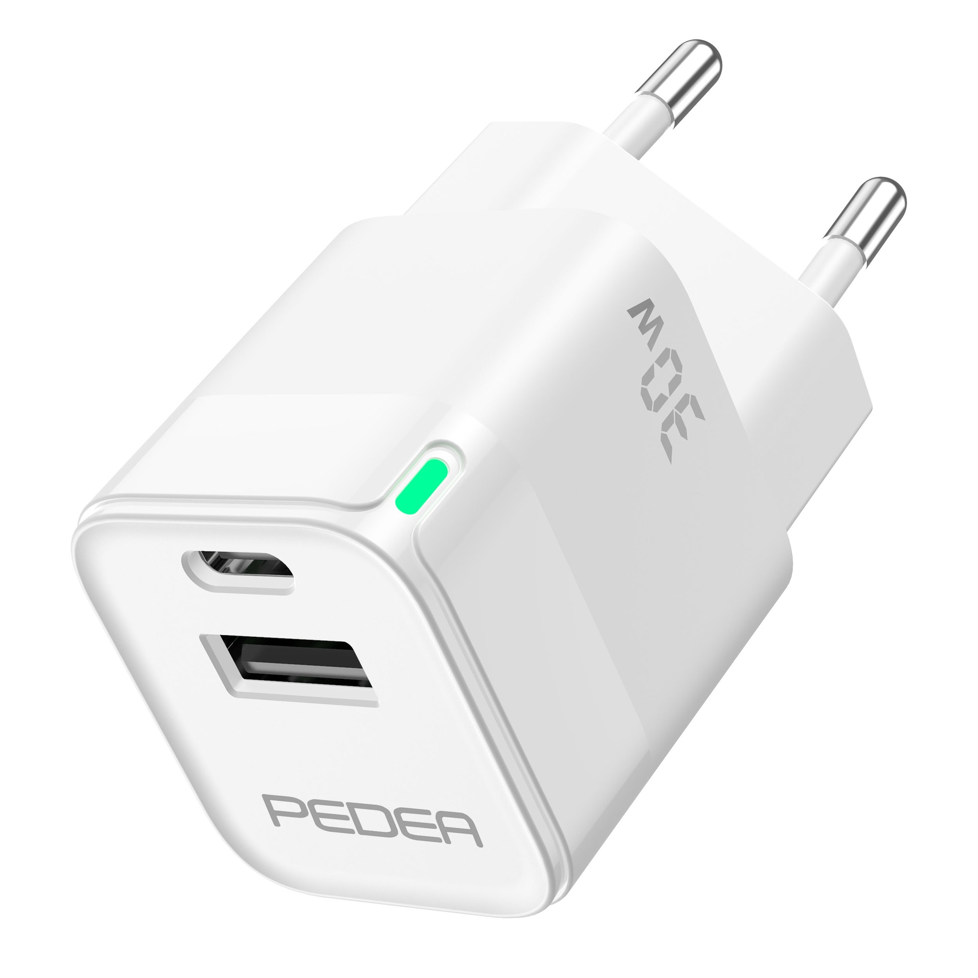 PEDEA USB-Ladegerät »Dual Mini Reiselader 30W USB-C (PD)«, (6 7 A02 A14 A54 S21 S22 S23 + Ultra iPhone 11 12 13 14 15 Pro Max Plus), Dual Ladegerät Netzteil USB-A USB-C Samsung Galaxy Apple Google Pixel