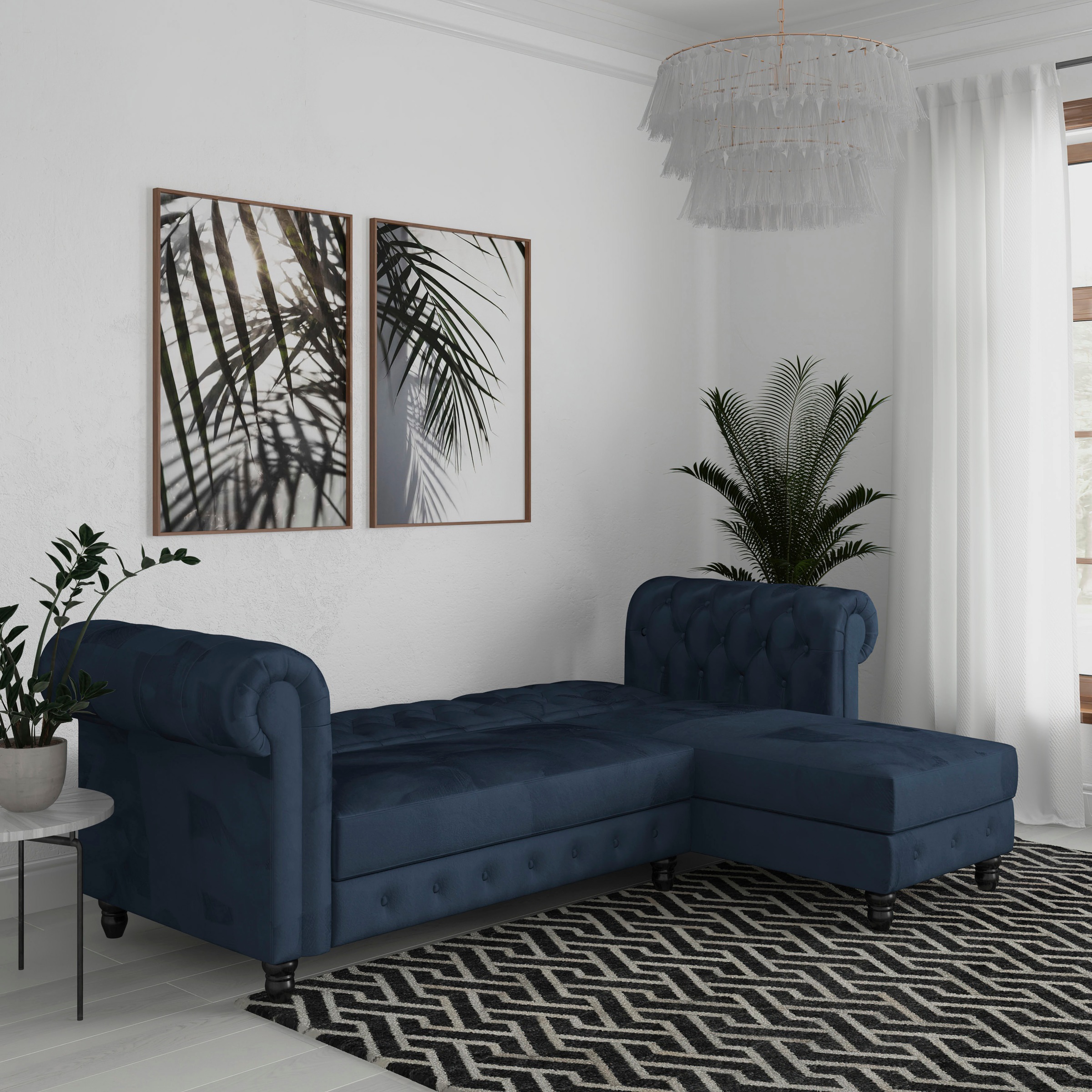 Dorel Home Ecksofa »Felix, L-Form, 241 cm (Liegefl.108x195 cm), Recamiere tauschbar,«, verstellb. Rückenlehne, Bett-Funktion, Velours, Kunstleder, Vintage