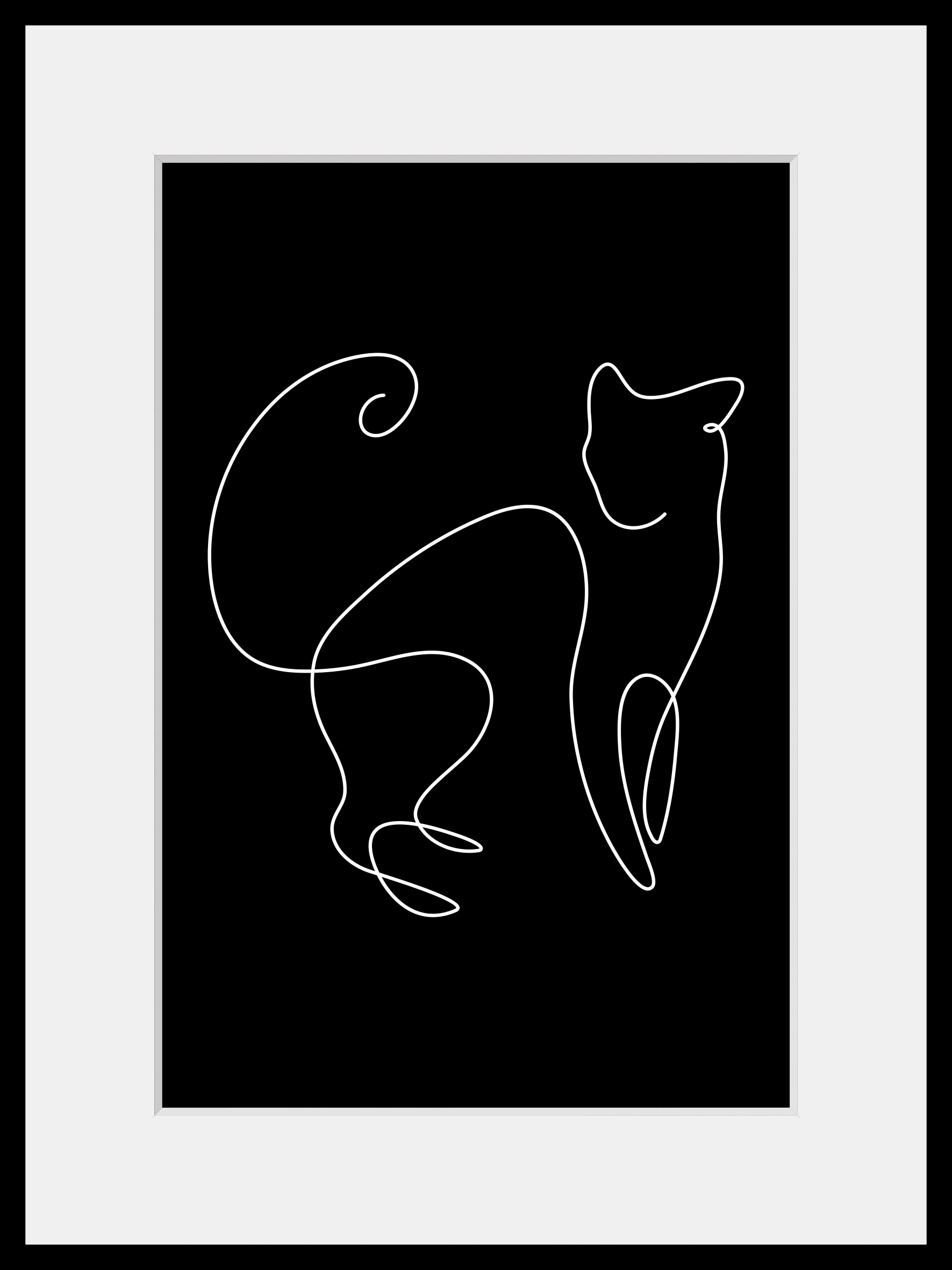 queence Bild »Simba«, Katze-Katzen-Haustiere-Schwarz-Weiss-Kunst-Katzenbilder, (1 St.), HD Premium Poster-Druck inkl. Holzrahmen