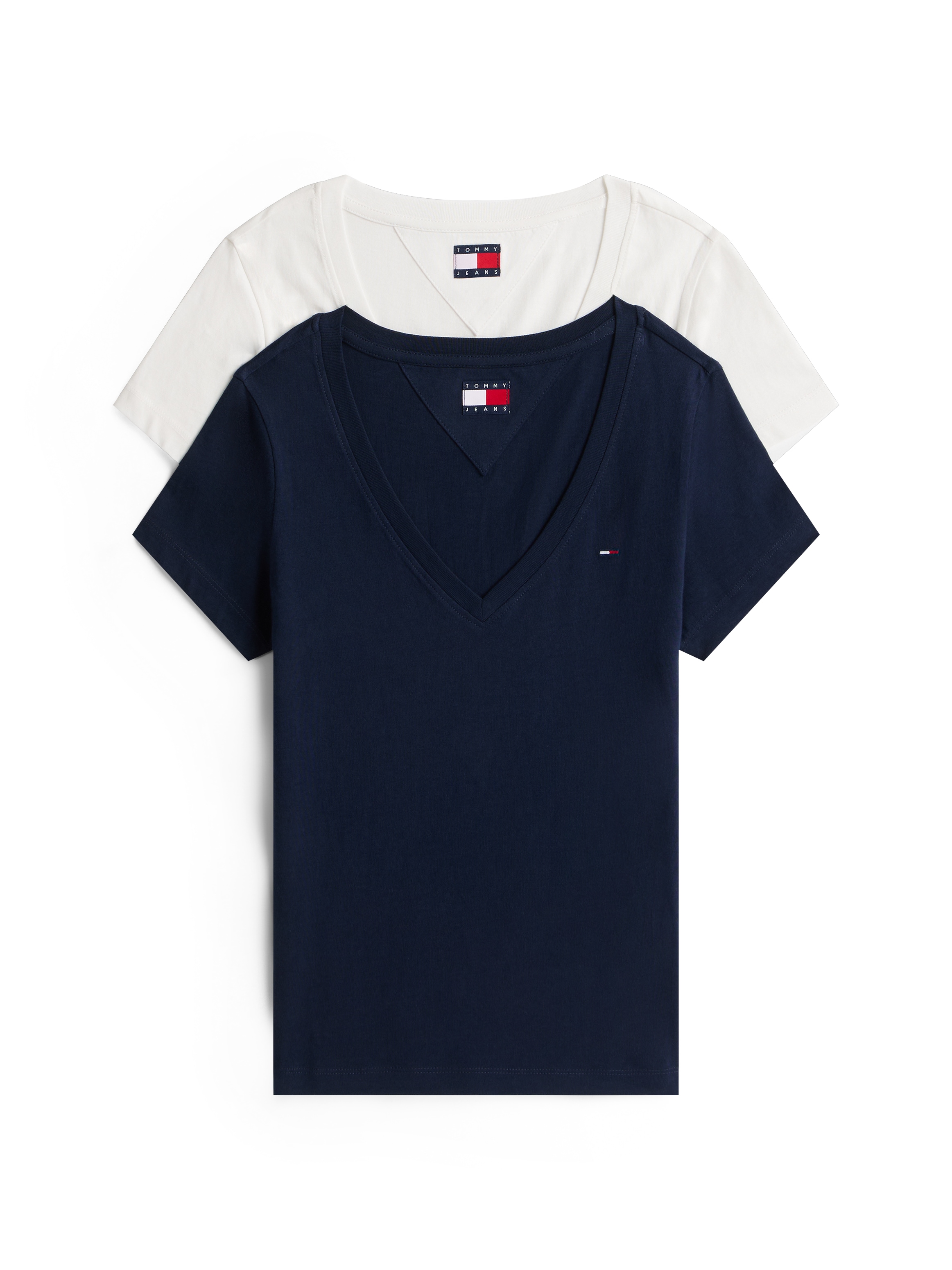 Tommy Jeans T-Shirt »TJW 2PACK V-NECK TEE«, (Packung, 2 tlg., 2-er Pack), mit Logostickerei
