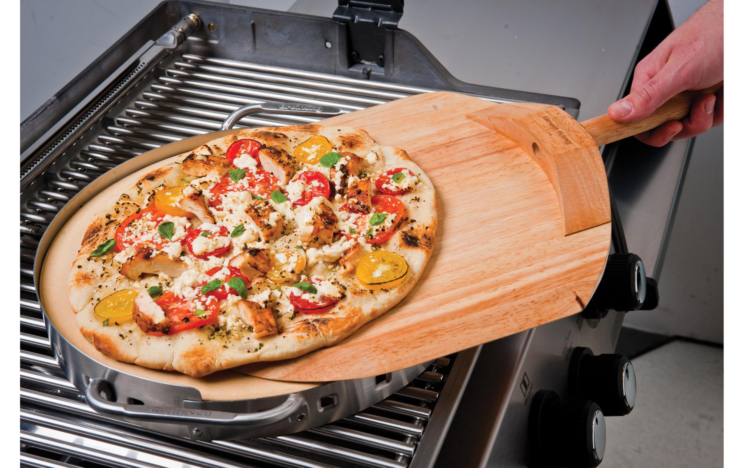 Broil King Pizzastein »Pizzastein-Set Premium«, Holz-Keramik-Edelstahl