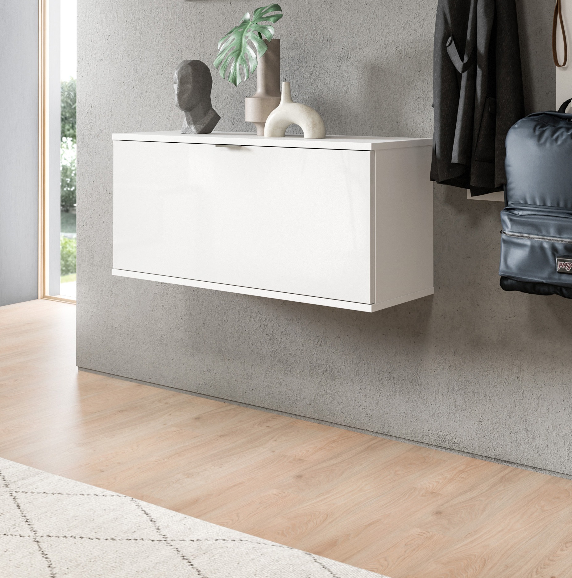 INOSIGN Sitzbank »Trondheim Sitzbank, Breite 92 cm,«, (1 St.), hochglanz, stehend/hängend montierbar,1 Klappe, Flur, Diele