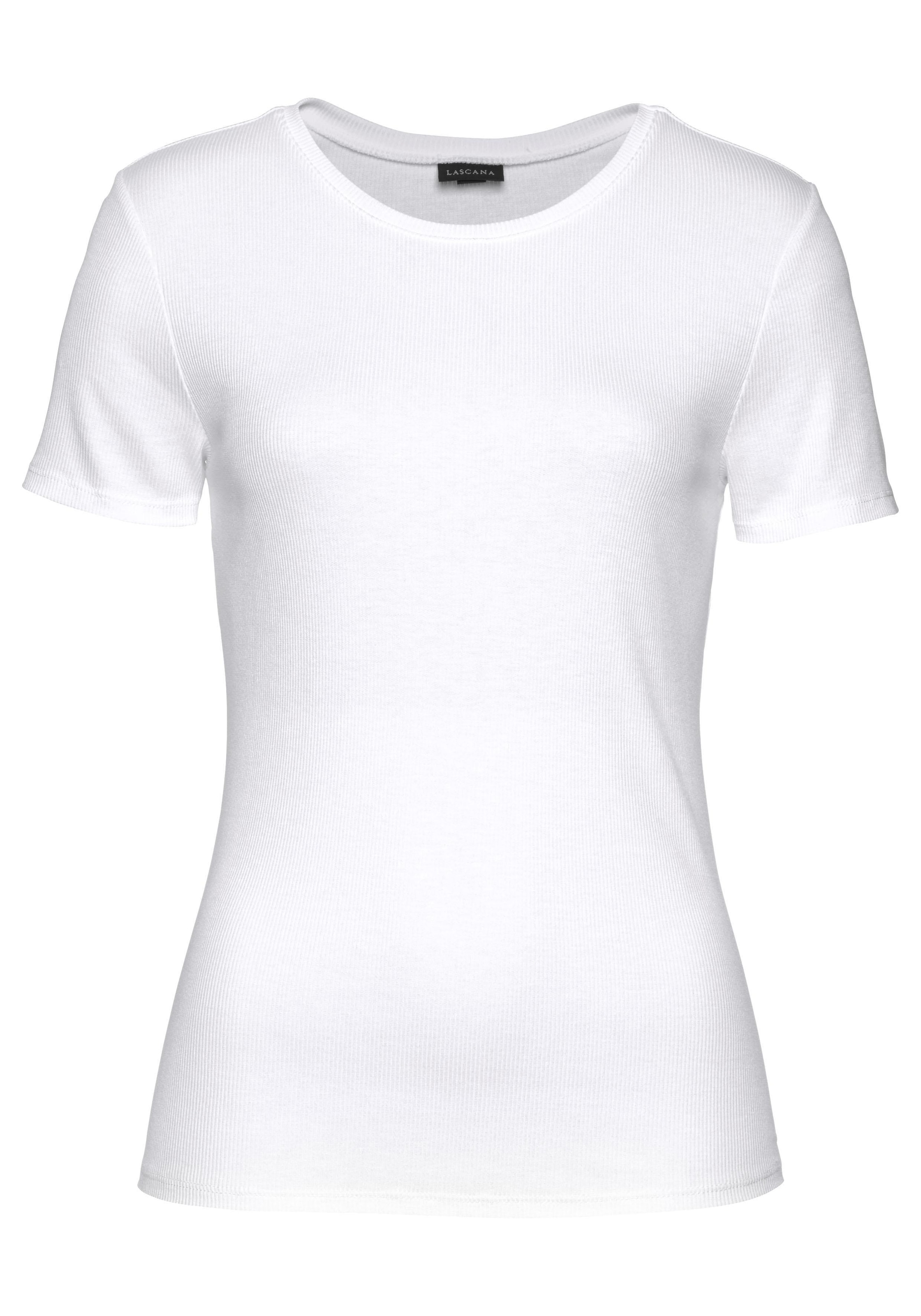 LASCANA T-Shirt, (2er-Pack), aus weicher Rippware