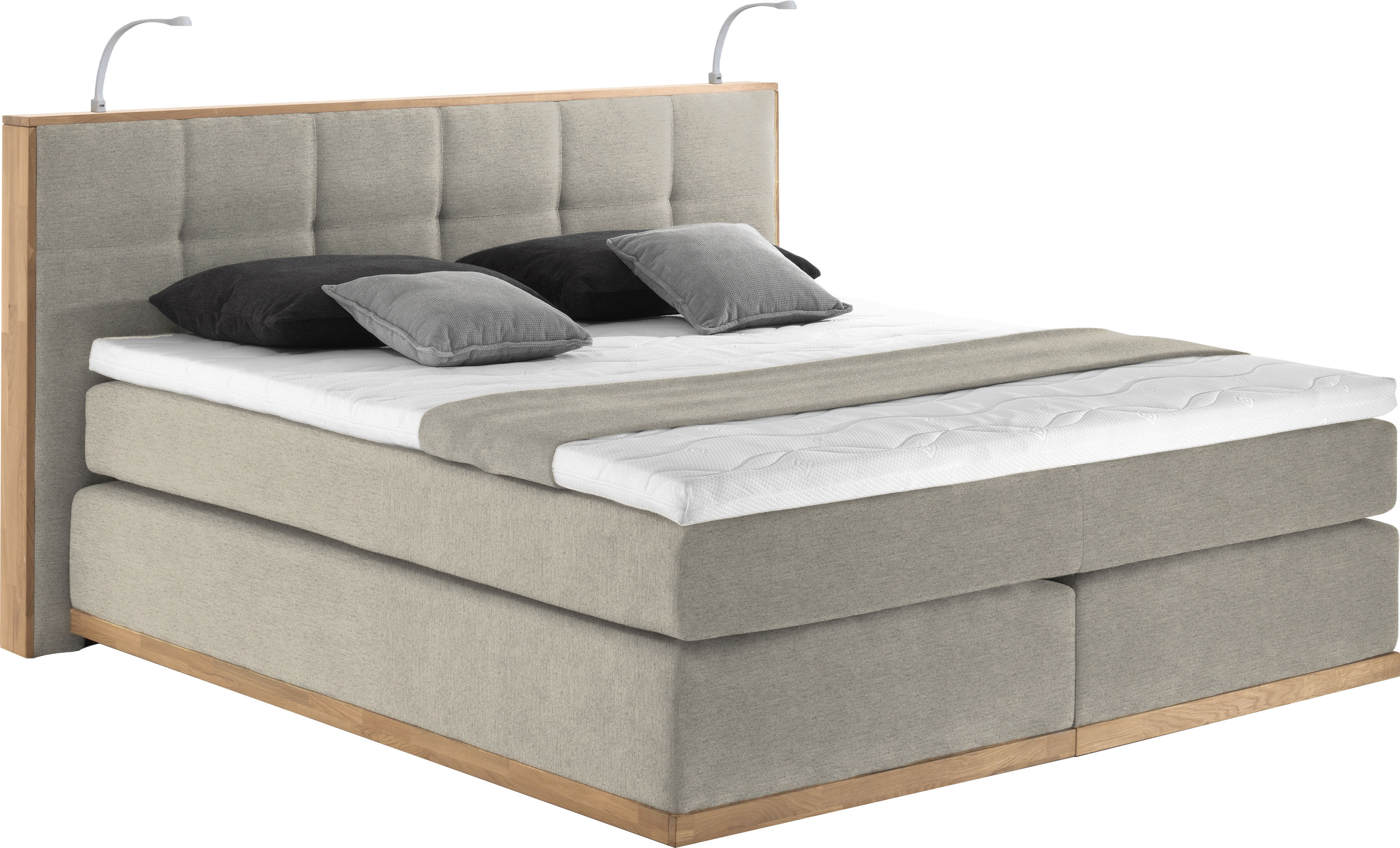 Home affaire Boxspringbett "Vinton" aus Eiche, mit LED-Beleuchtung, verschiedene Härtegrade (auch H4)