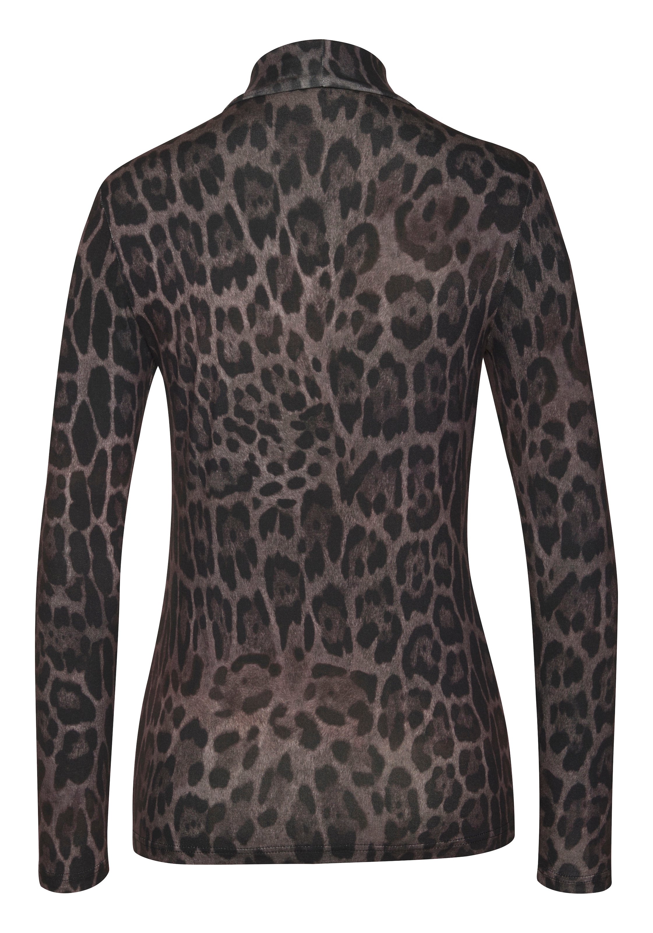 LASCANA Rollkragenshirt, mit Animalprint, Jerseyshirt, modisches Basic