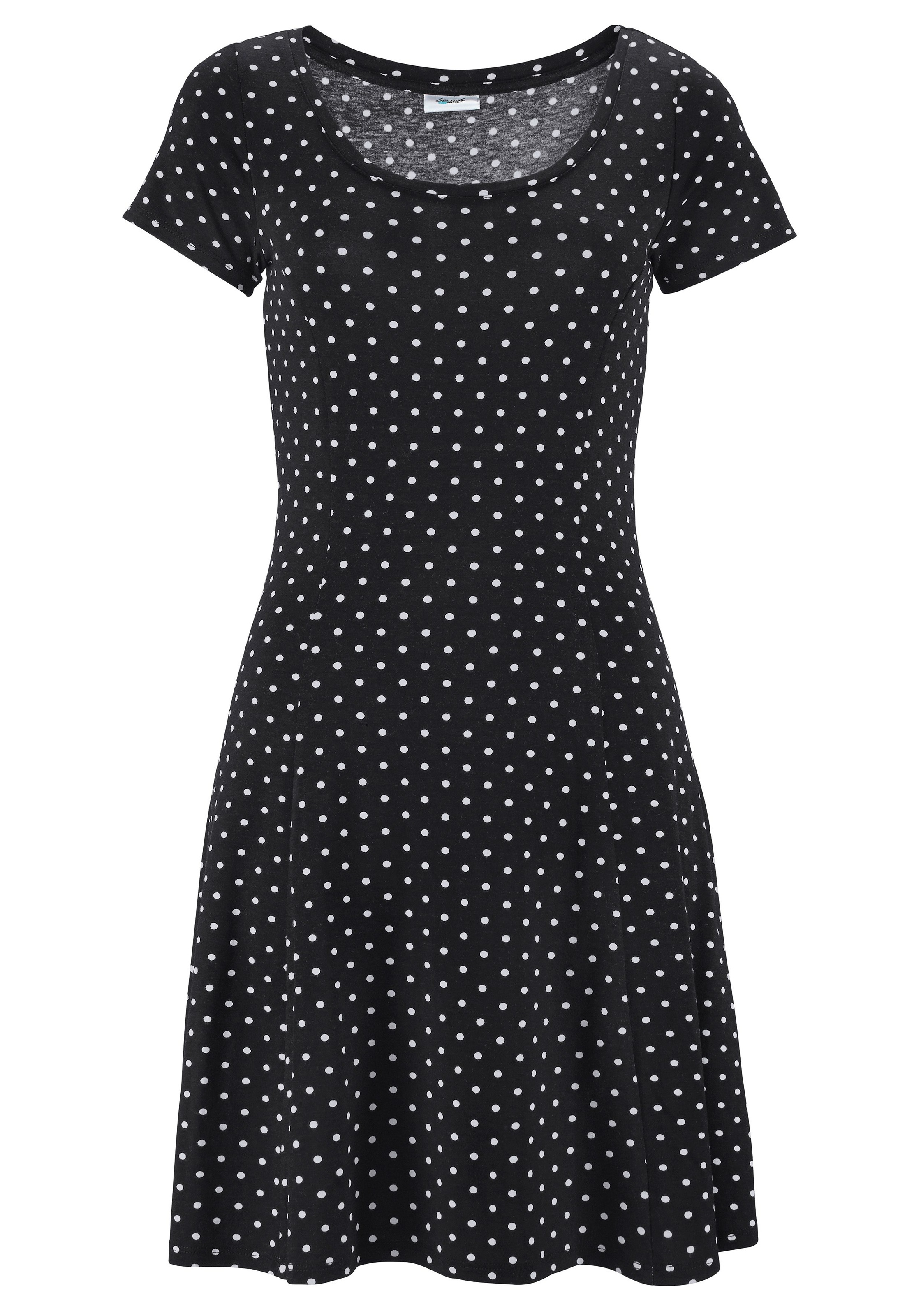 Beachtime by Lascana Sommerkleid "mit Pünktchenprint aus Jersey, T-Shirtkleid, Minikleid" Ohne Taschen Gepunktetes Strandkleid, tailliertes Druckkleid, Viskosekleid