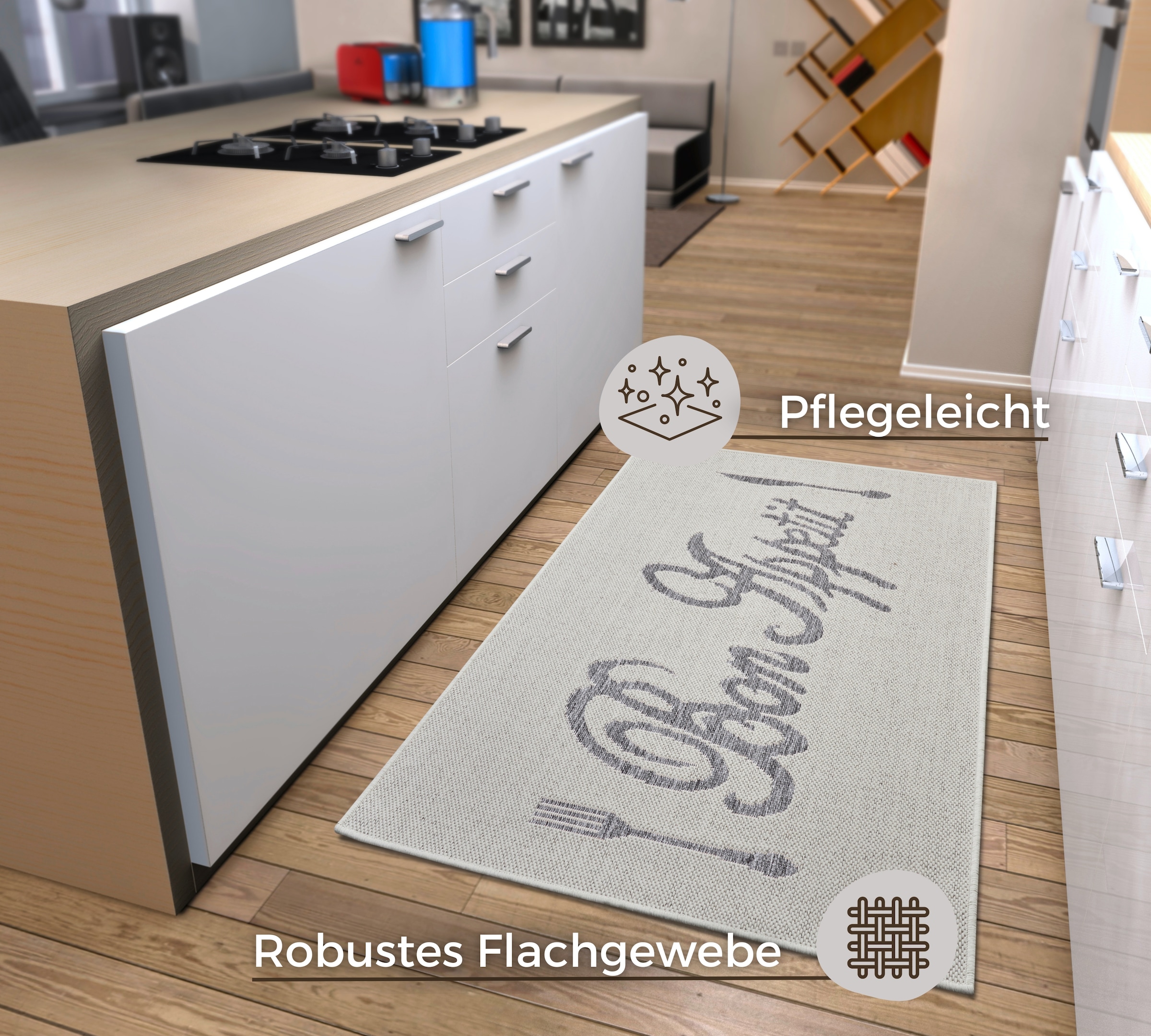 HANSE Home Küchenläufer »Bon Appetit de lusso«, rechteckig, 5 mm Höhe, Läufer, Rutschfest, Küchenteppich, Küche, Teppich, Pflegeleicht
