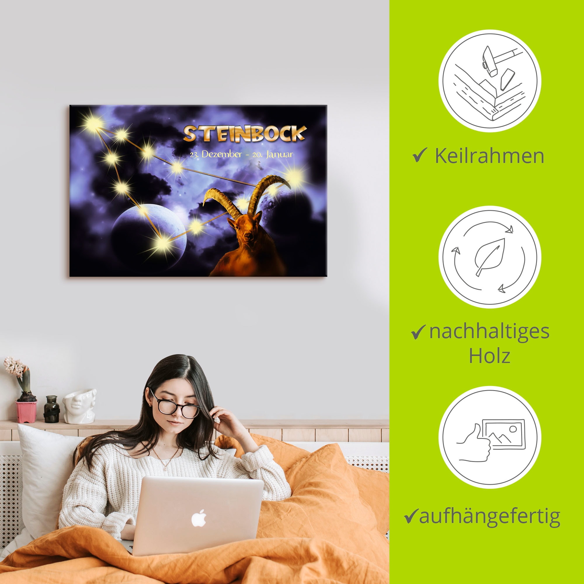 Artland Wandbild »Sternzeichen - Steinbock«, Bilder von Sternzeichen, (1 St.), als Leinwandbild, Poster in verschied. Grössen
