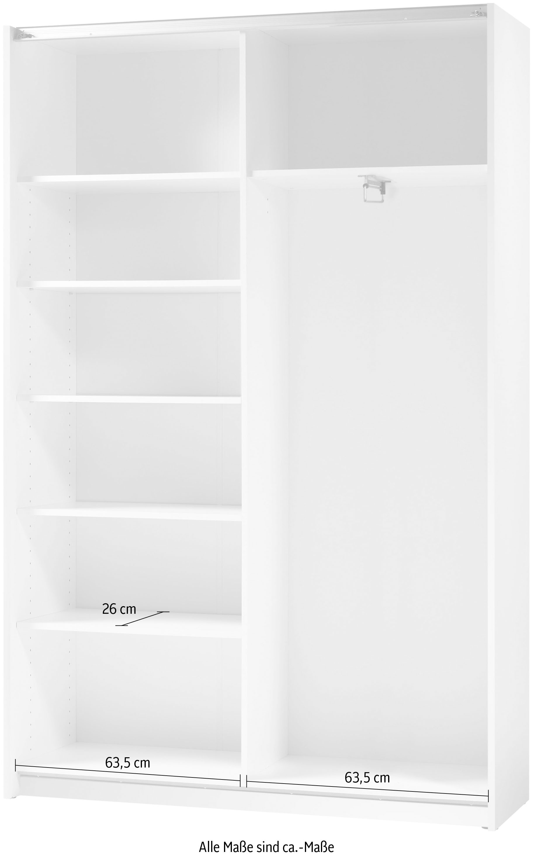 Schlafkontor Schwebetürenschrank »Heimo/Fast Schrank Kleiderschrank Garderobe OTTO´s CHOICE«, geringe Tiefe, ausziehbarer Kleiderstange, Garderobenschrank, 6 Böden